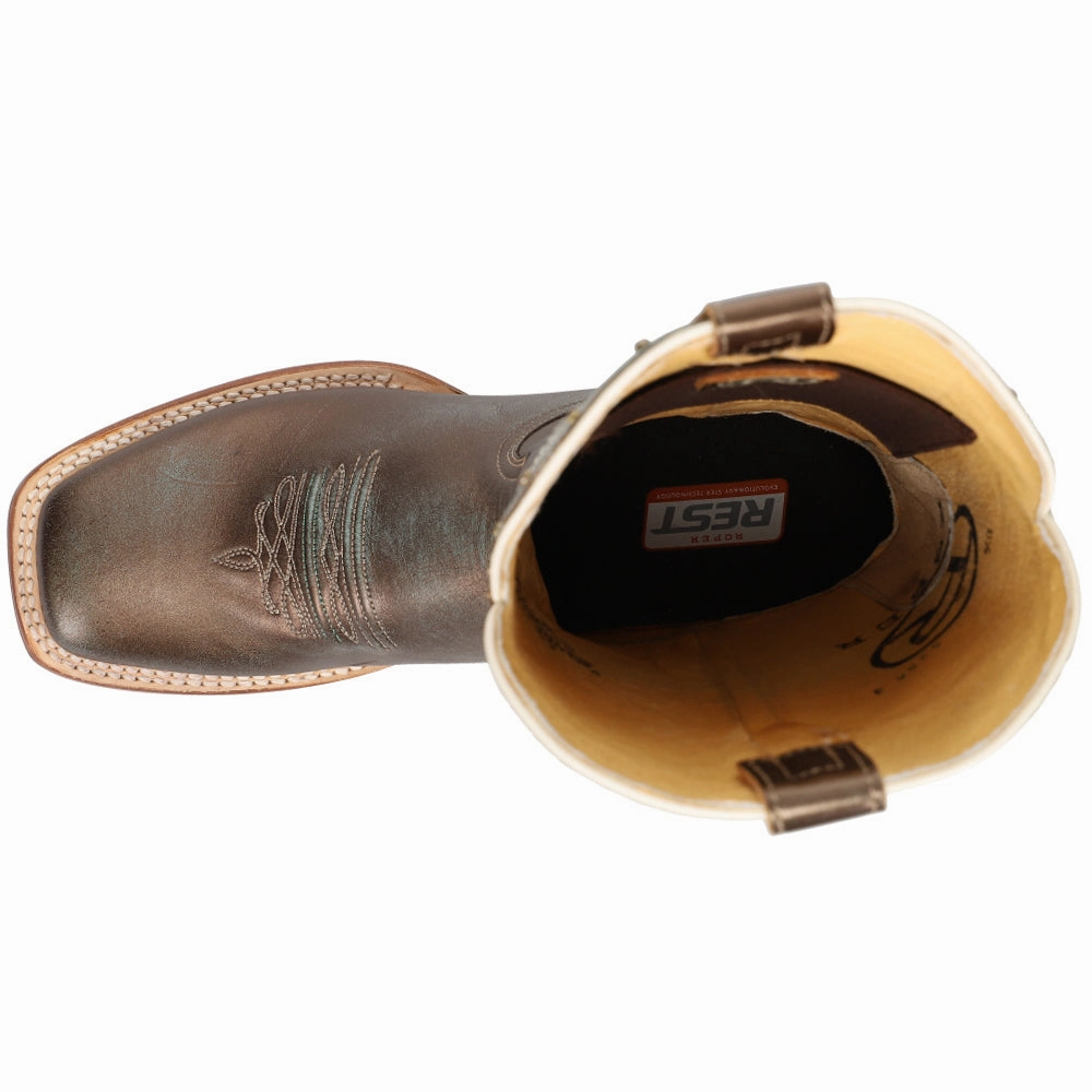 Katie Katch Metallic Square Toe Cowboy Boots Texas Steer Boots