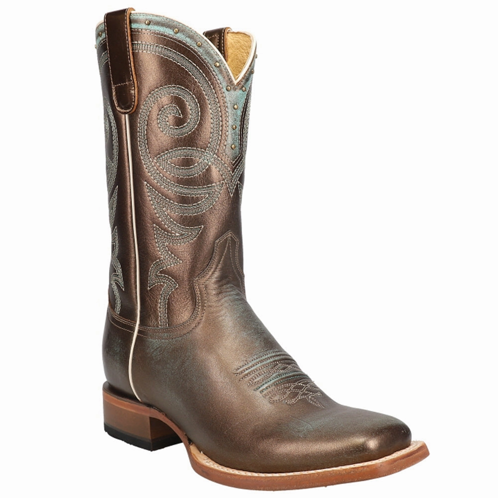 Rockin Leather Boots Katie Katch Metallic Square Toe Cowboy Boots