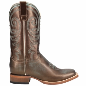Tan Suede Boots Katie Katch Metallic Square Toe Cowboy Boots