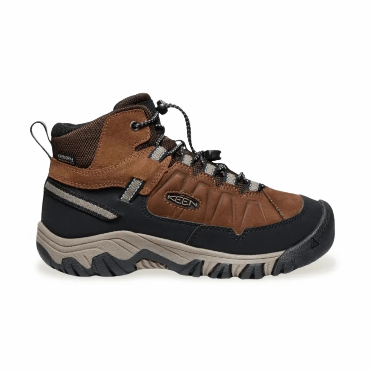 Barefoot Hiking Shoes Deals Keen Boy's (Grade School) Targhee IV Mid Waterproof Bison/Brindle