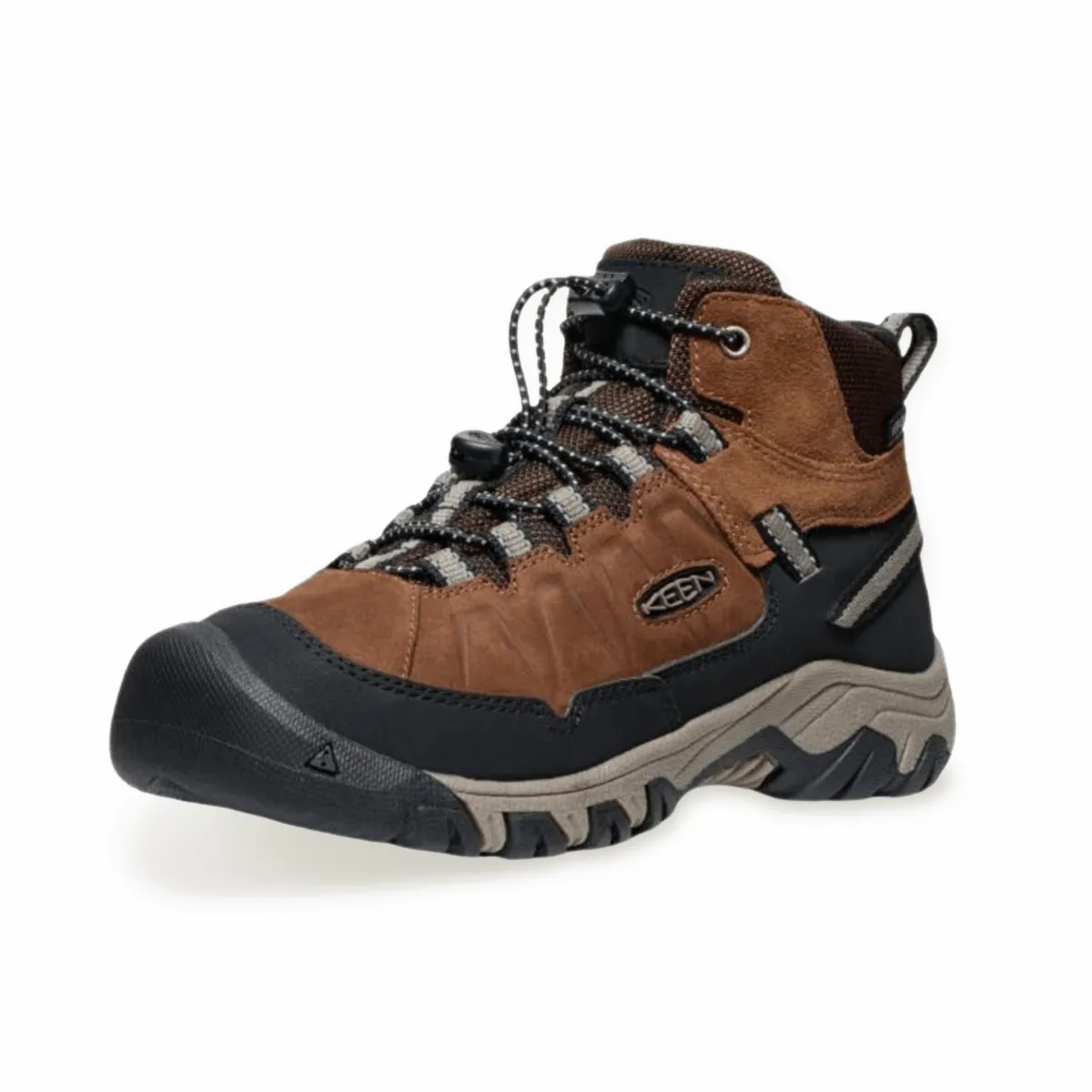 Keen Boy's (Grade School) Targhee IV Mid Waterproof Bison/Brindle Best Hiking Shoes With Grip