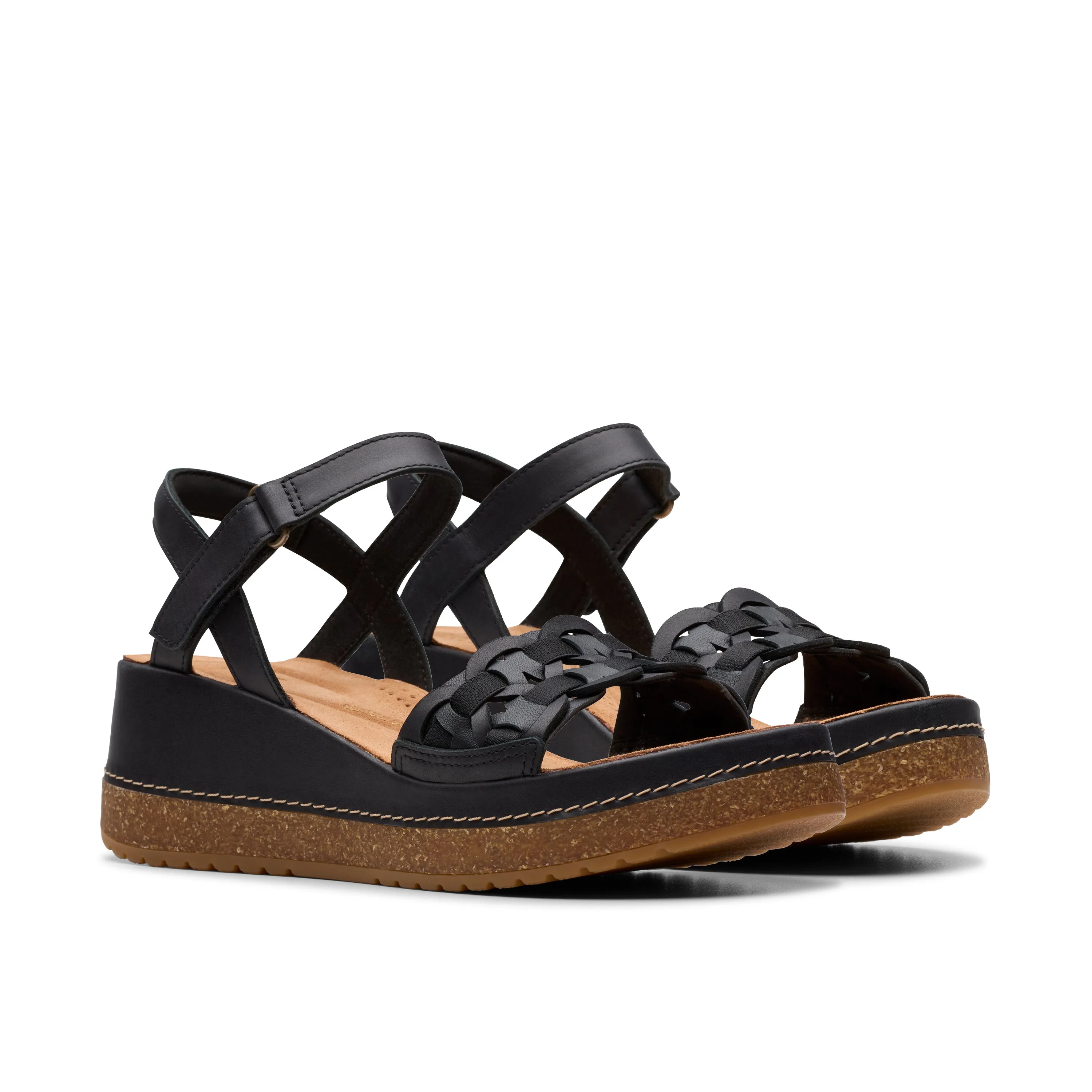 Clarks Women's Kassanda Bar Wedge Sandal - Black Hermes Sandals