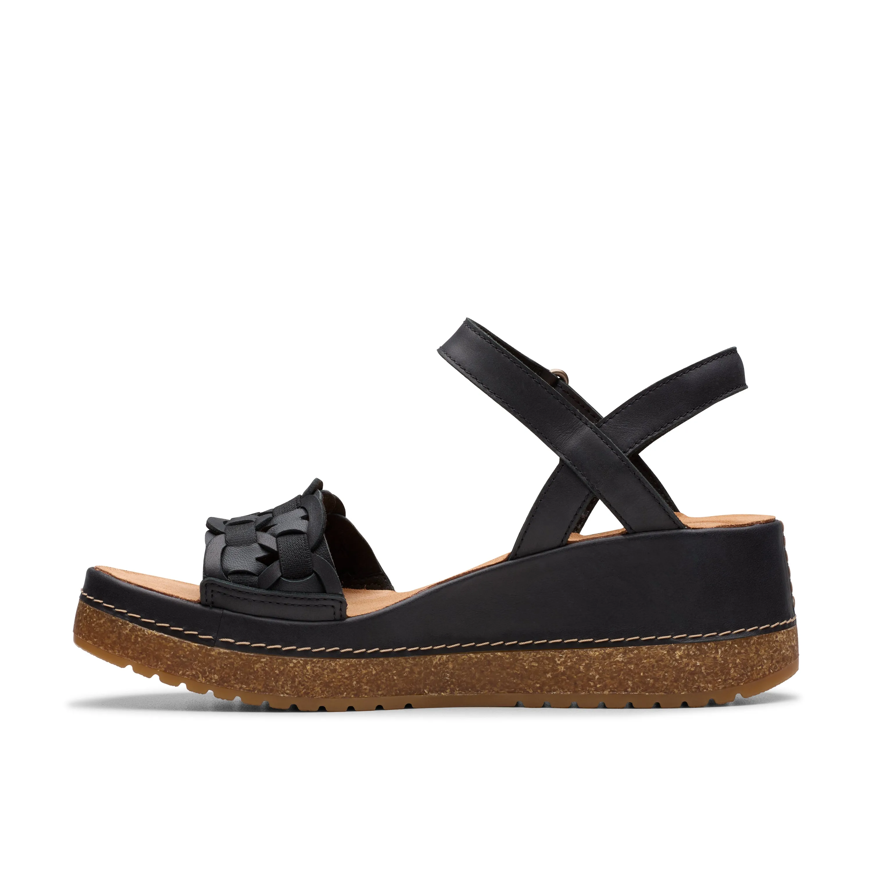 Clarks Women's Kassanda Bar Wedge Sandal - Black Sandals Montego Jamaica