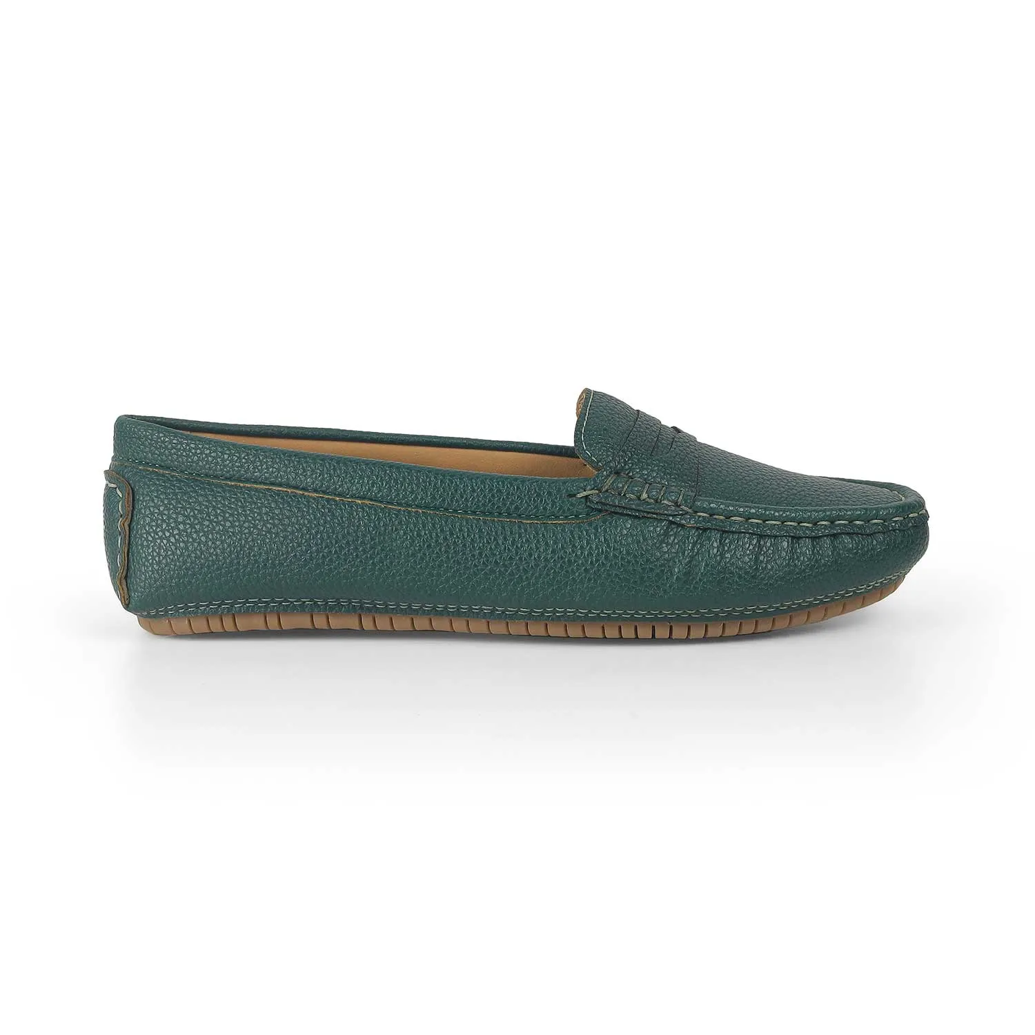 Monolith Brushed Leather Loafers Tresmode St.Tropez Green Women's Casual Loafers