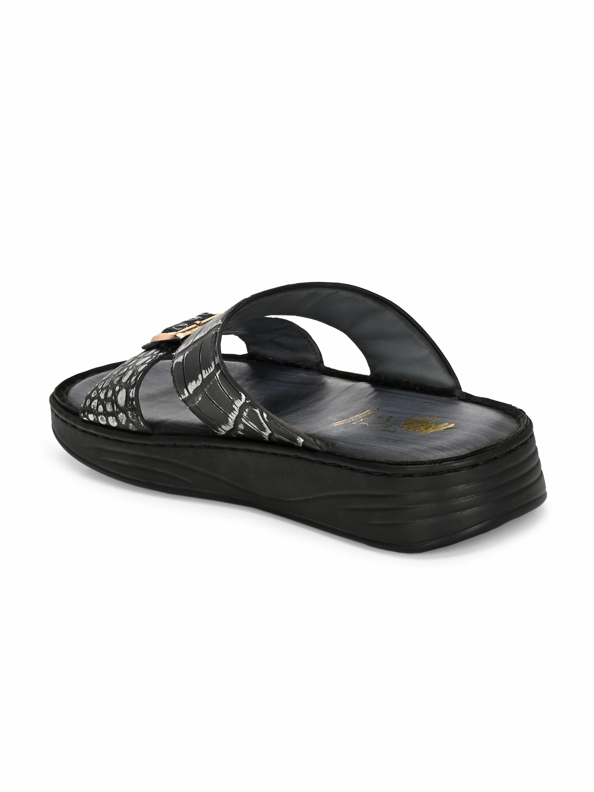 Levano Premium Metallic Grey Leather Slippers Best Slippers On