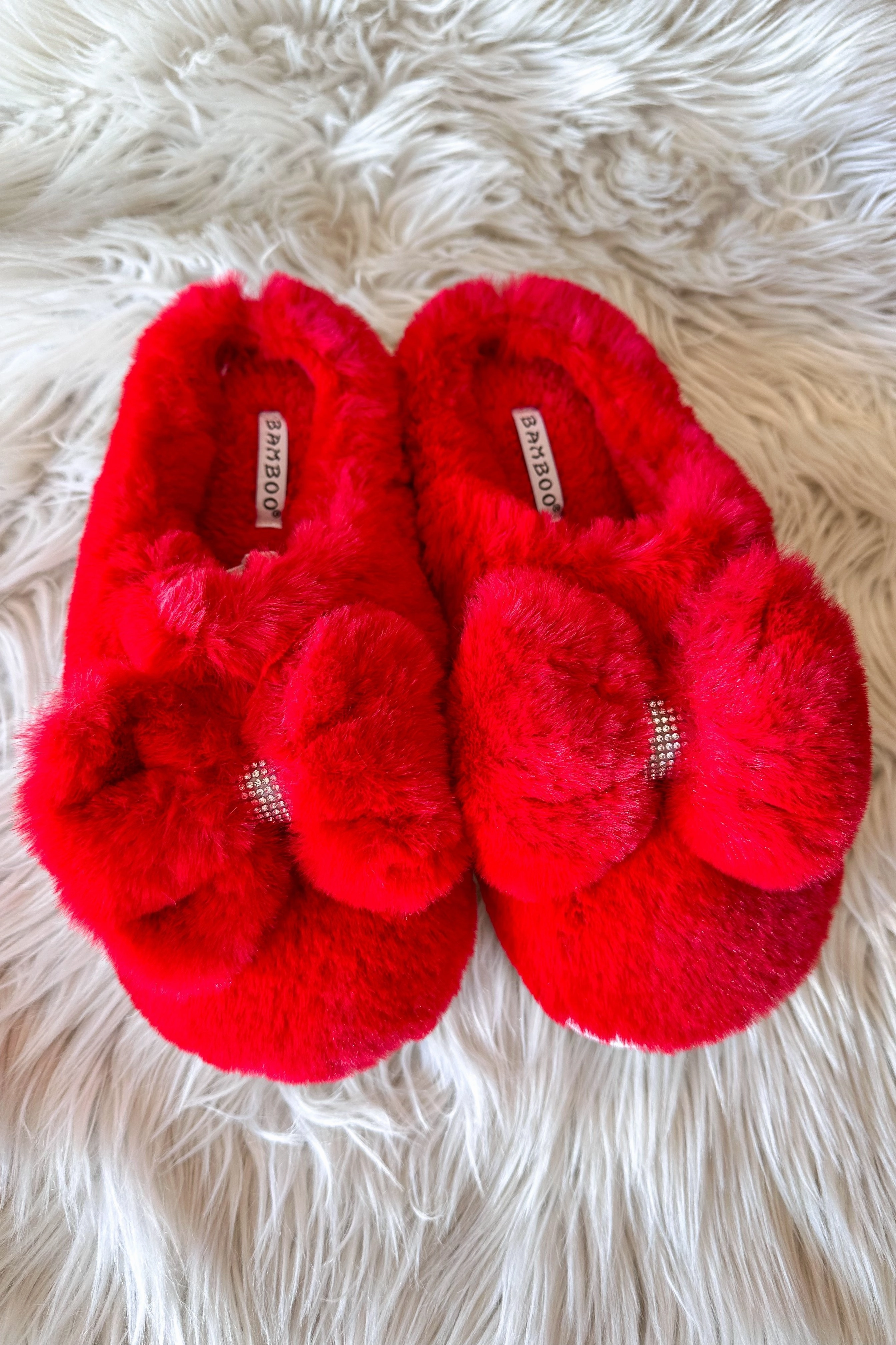 Slides With Fur Bling On The Holidays Fur Slippers