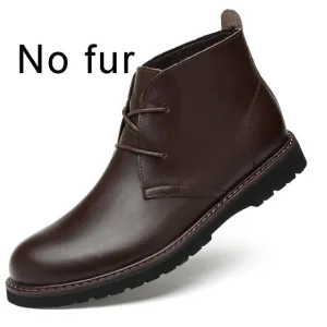 Ferragamo Boots CLAX Men Desert boots Genuine Leather Ankle dress Boot Men casual Shoes Chukka Boot Autumn Winter Fur chaussure homme Plus Size