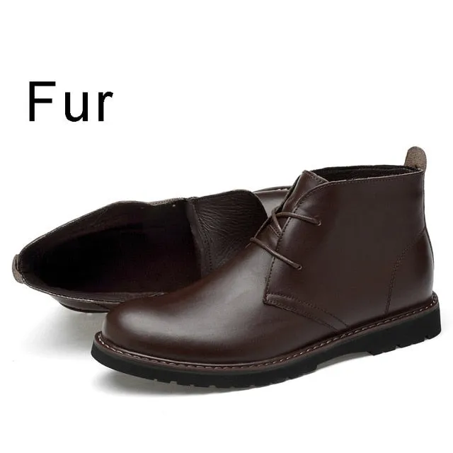 CLAX Men Desert boots Genuine Leather Ankle dress Boot Men casual Shoes Chukka Boot Autumn Winter Fur chaussure homme Plus Size Academy Sports NULL Boots