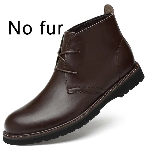 CLAX Men Desert boots Genuine Leather Ankle dress Boot Men casual Shoes Chukka Boot Autumn Winter Fur chaussure homme Plus Size Cougar Winter Boots