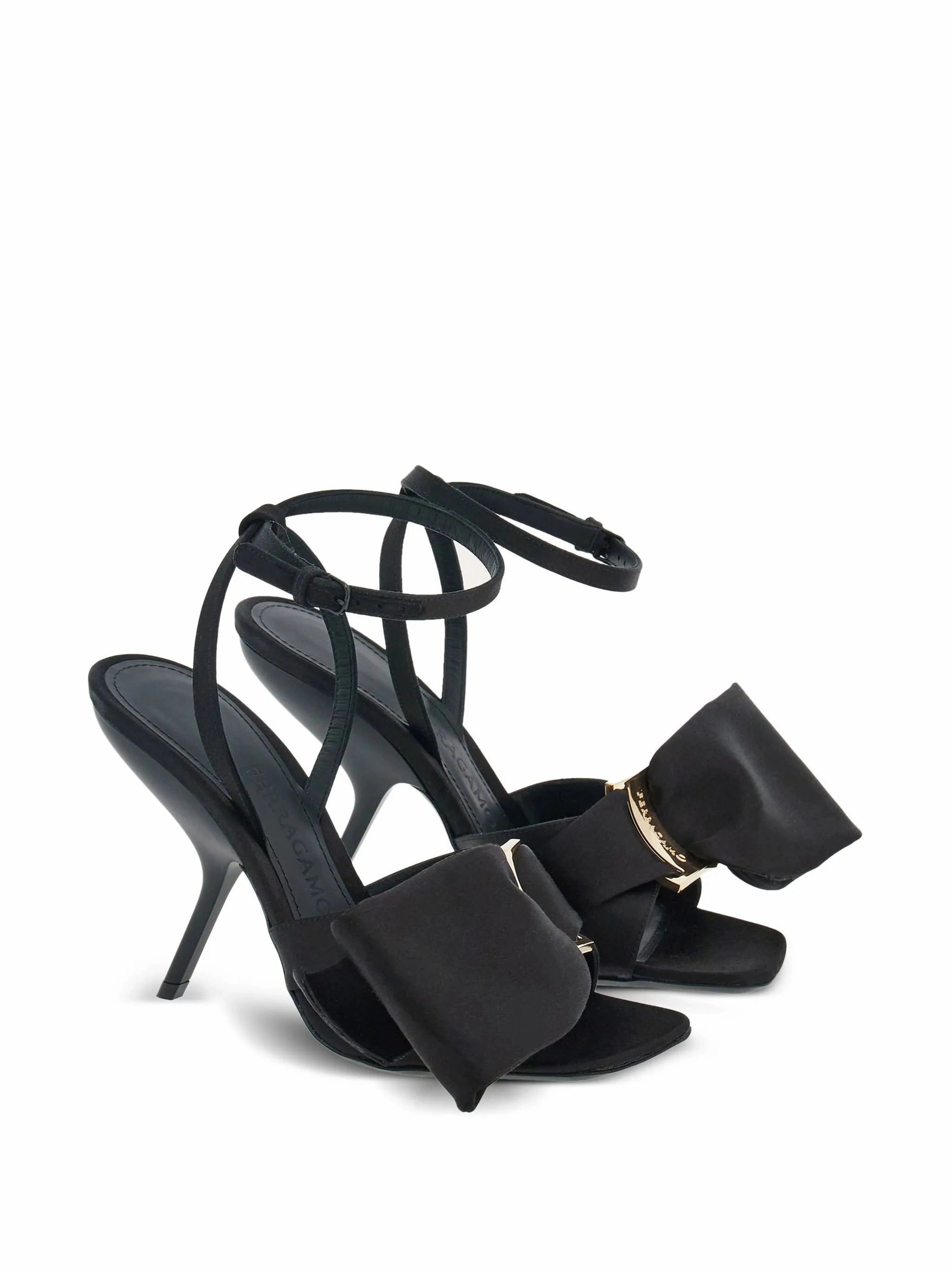 asymmetric-bow satin sandals