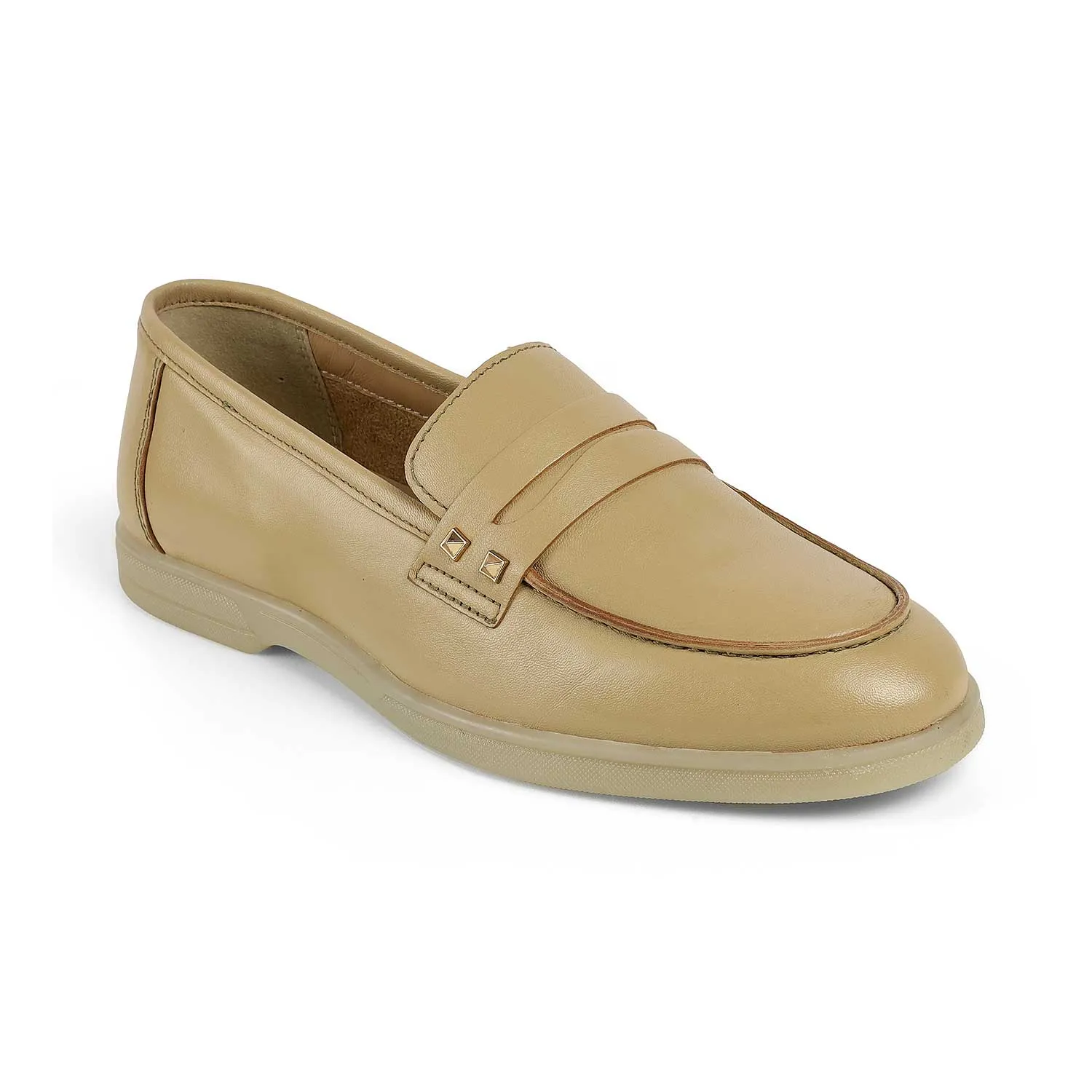 Tresmode Anshi Taupe Women's Casual Loafers Patent Loafers