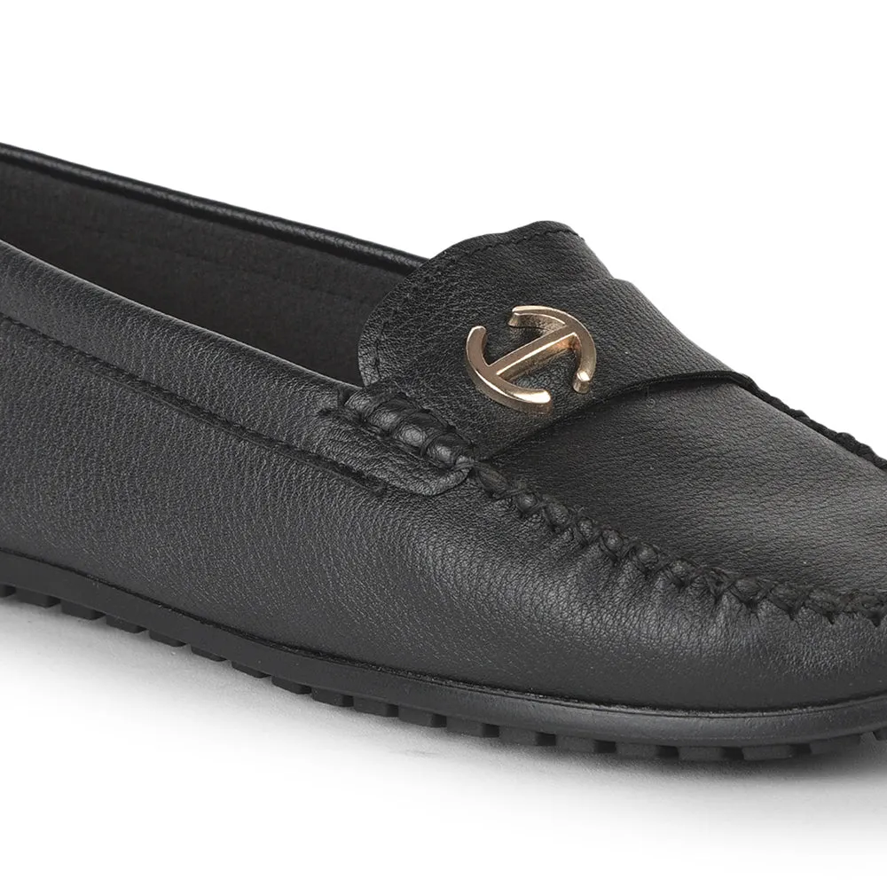 Healers Casual Black Loafers For Women GI-SD-301 By Liberty Loafers Loro Piana