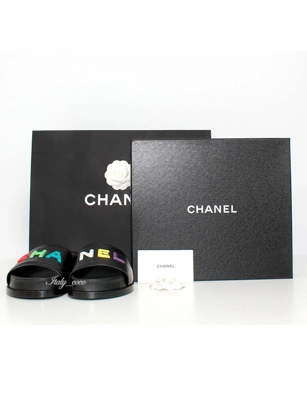 Logo Leather Slippers Black Chanel Eskimo Slippers