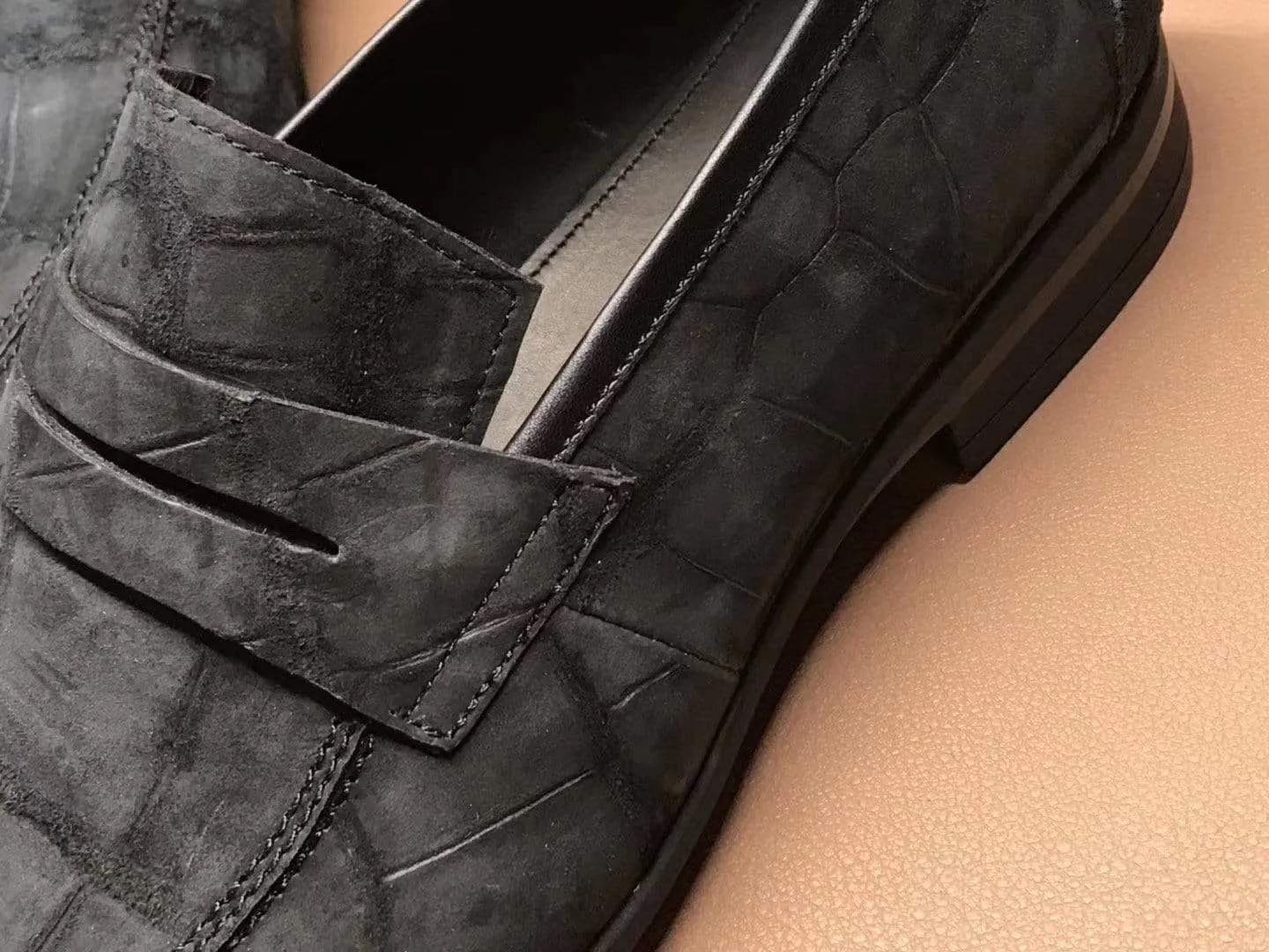 Best Loafers For Plantar Fasciitis Crocodile Shoes Classic Sanded Genuine Crocodile Leather Slip On loafers driving shoes Grey