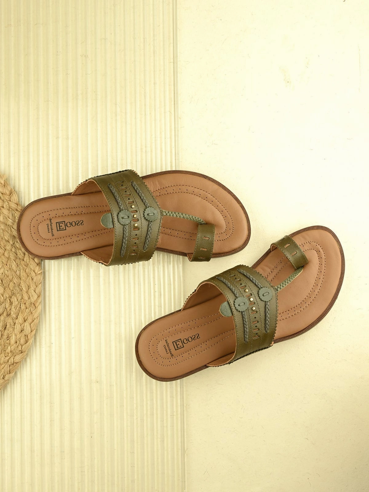 Lorden Leather Kohlapuris Plaid Slippers