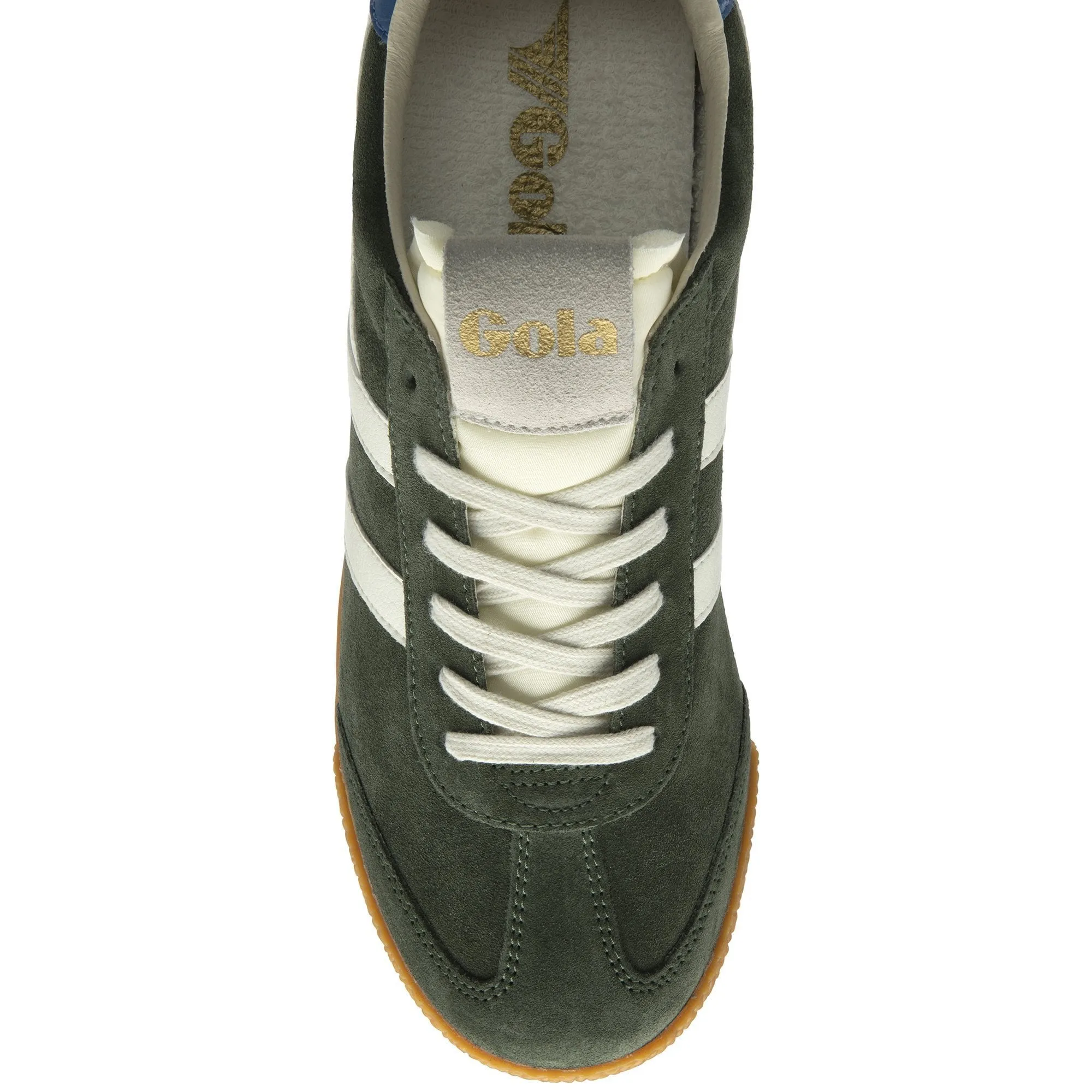 Gola Classics Men's Elan Sneakers - Dark Khaki/Off White/Sapphire Sneakers With Embroidery Design