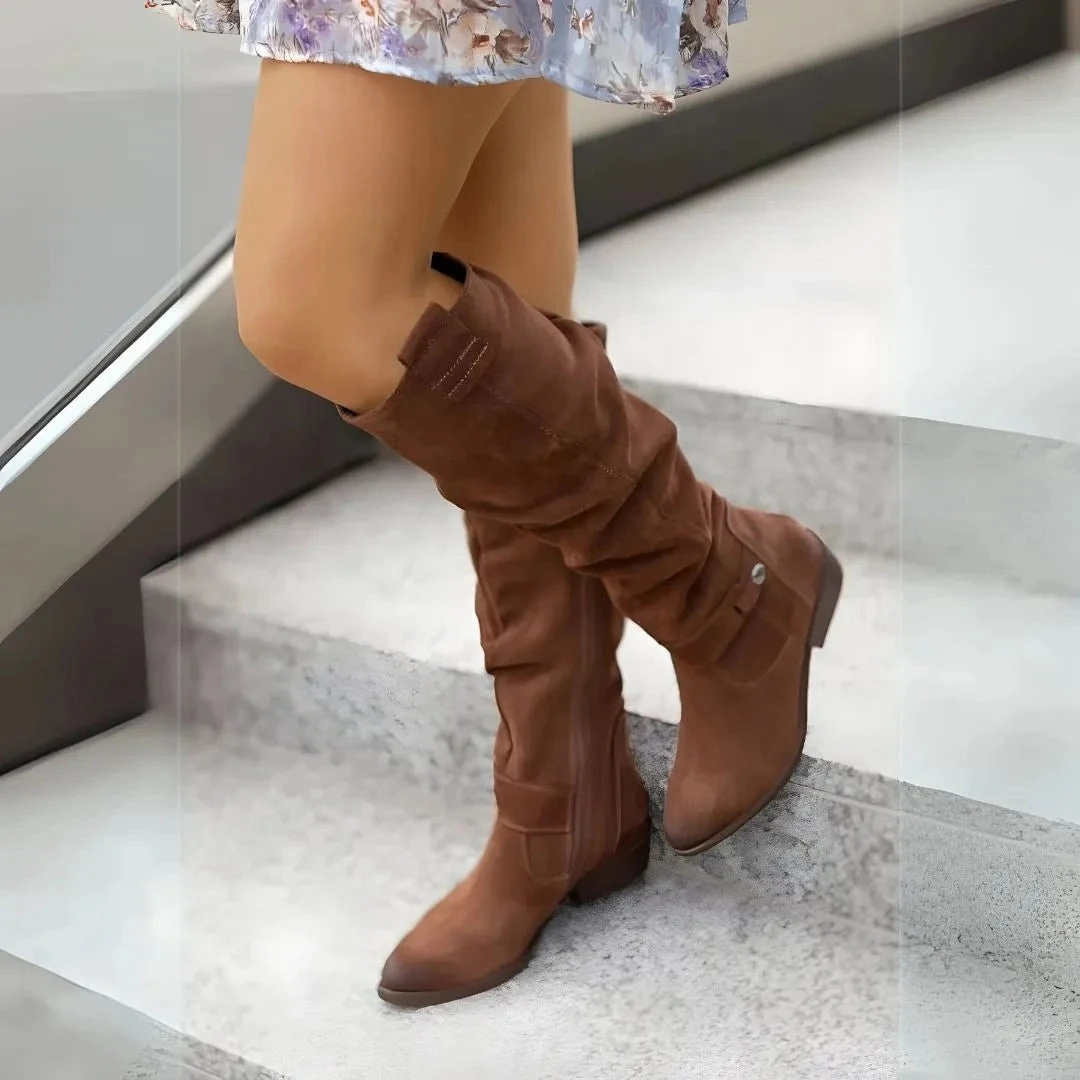 Olga Slouchy Knee-High Suede Boots Inkkas Boots