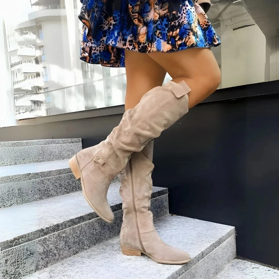 Olga Slouchy Knee-High Suede Boots