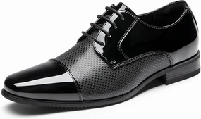 Heeled Oxfords Men's Patent Tuxedo Dress Shoes Classic Lace-up Formal Oxfords