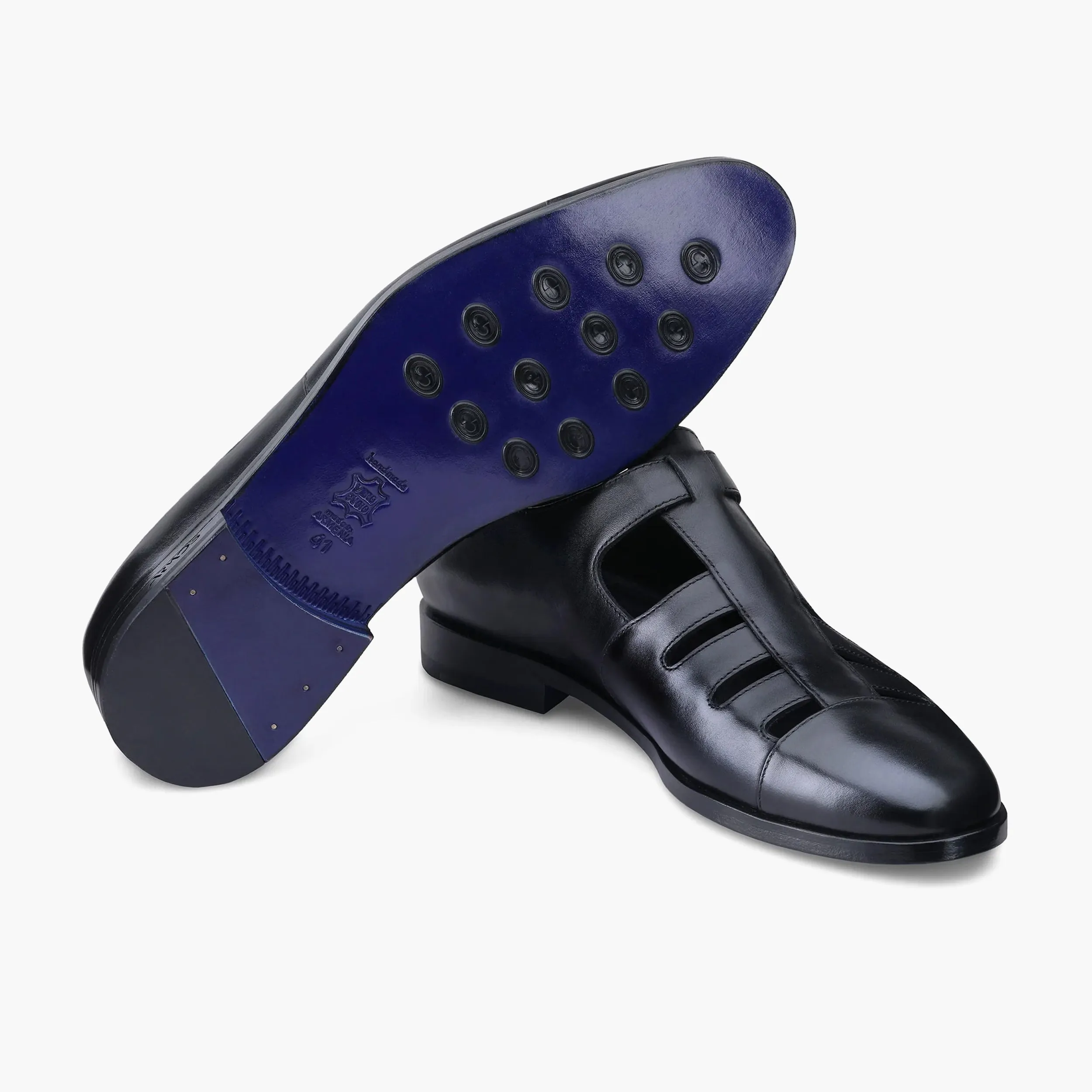 Men's Black Fisherman Sandal with Buckle The Sandals