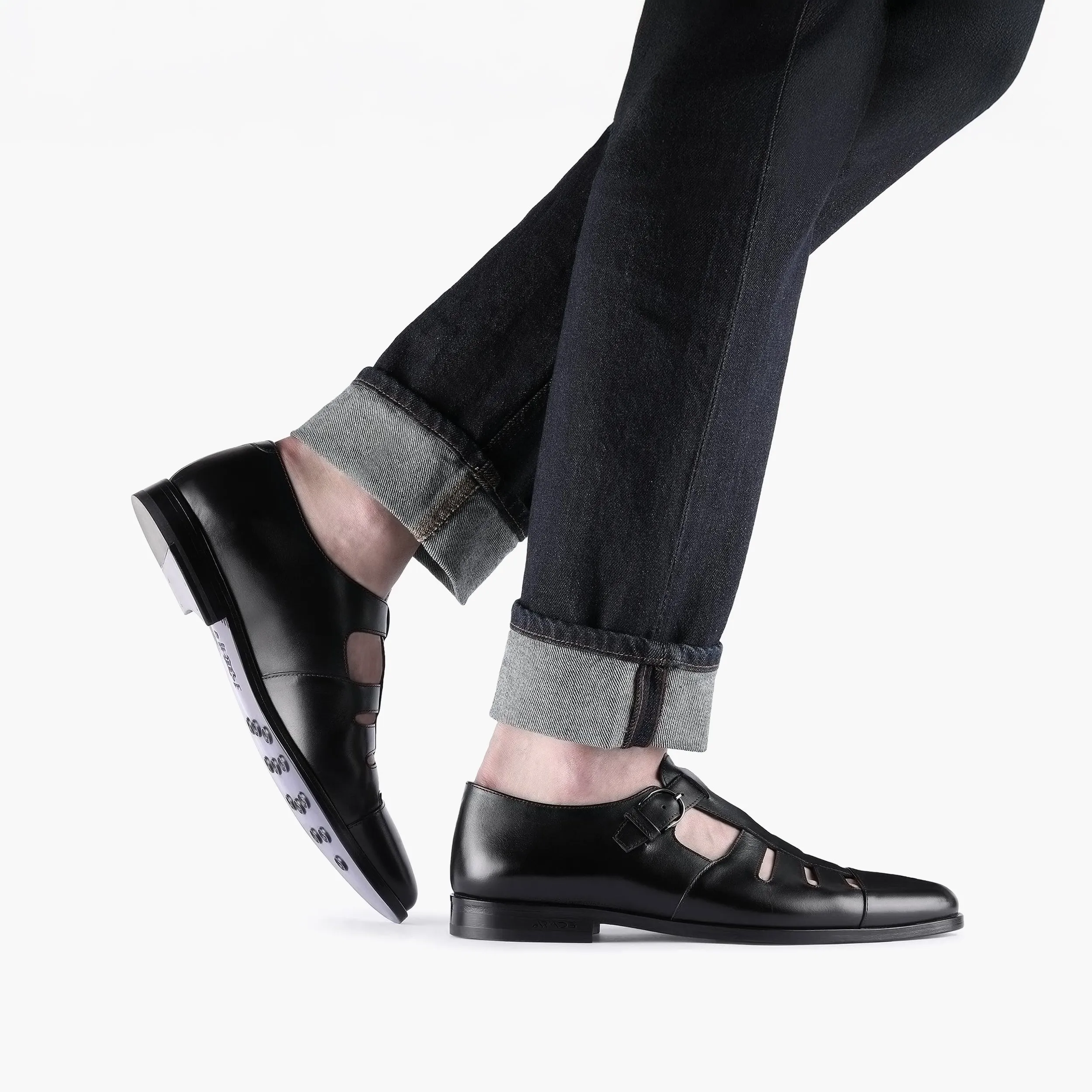 Yves Sandals Men's Black Fisherman Sandal with Buckle