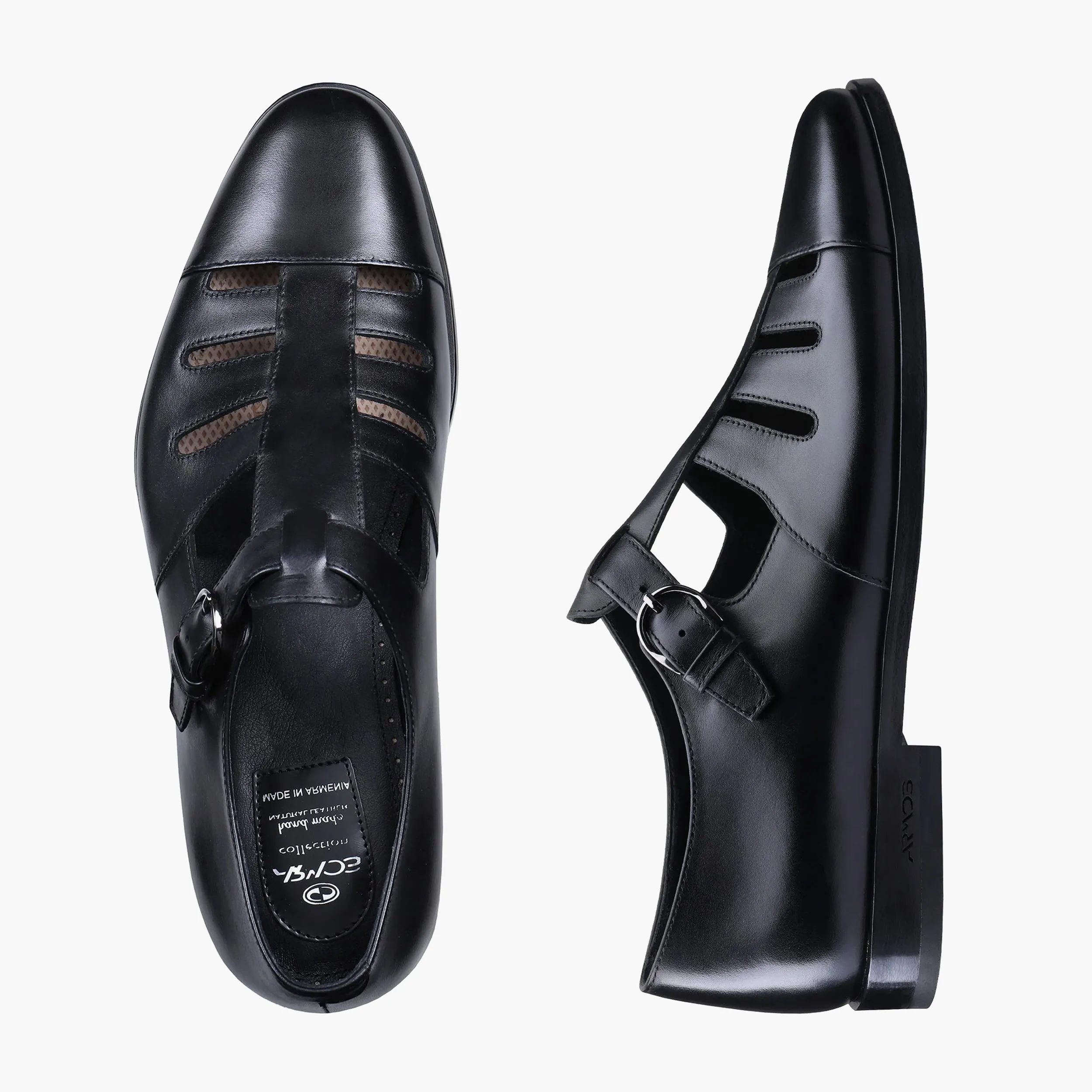 Sandals Resort Turks And Caicos Men's Black Fisherman Sandal with Buckle