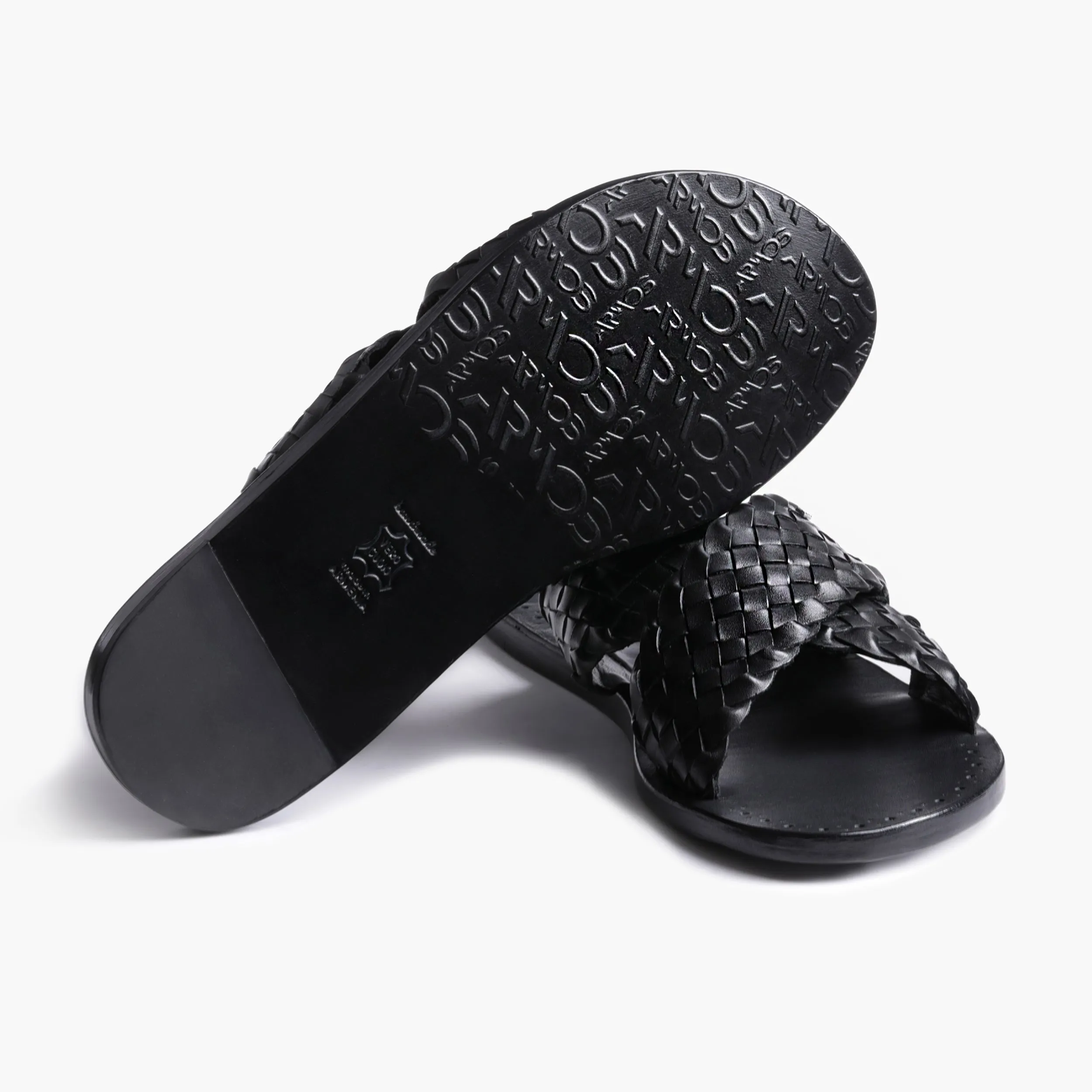 Flip Flop Sandals Men's Black Woven Cross-Strap Slide Sandal