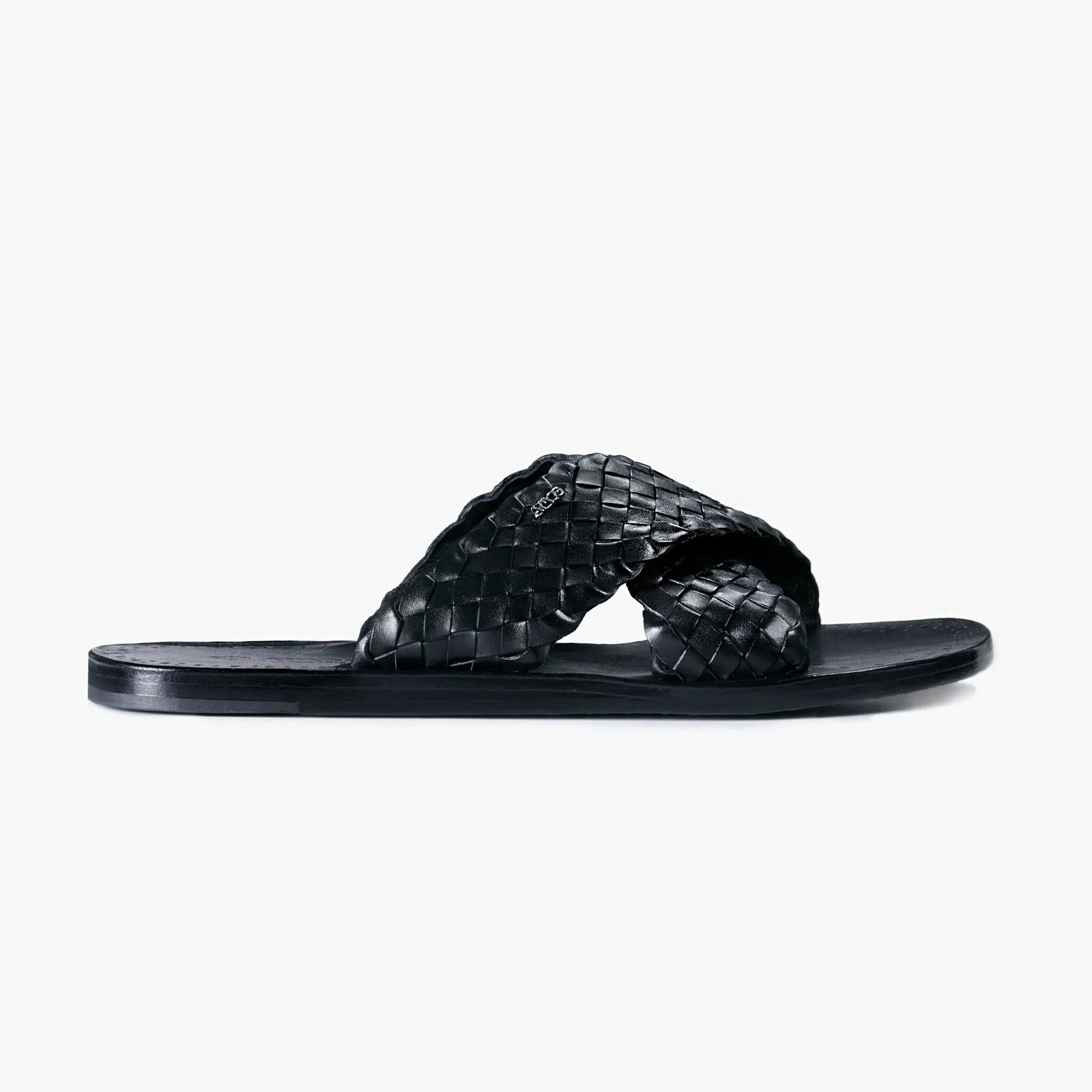 Gucci Sandals Men's Black Woven Cross-Strap Slide Sandal