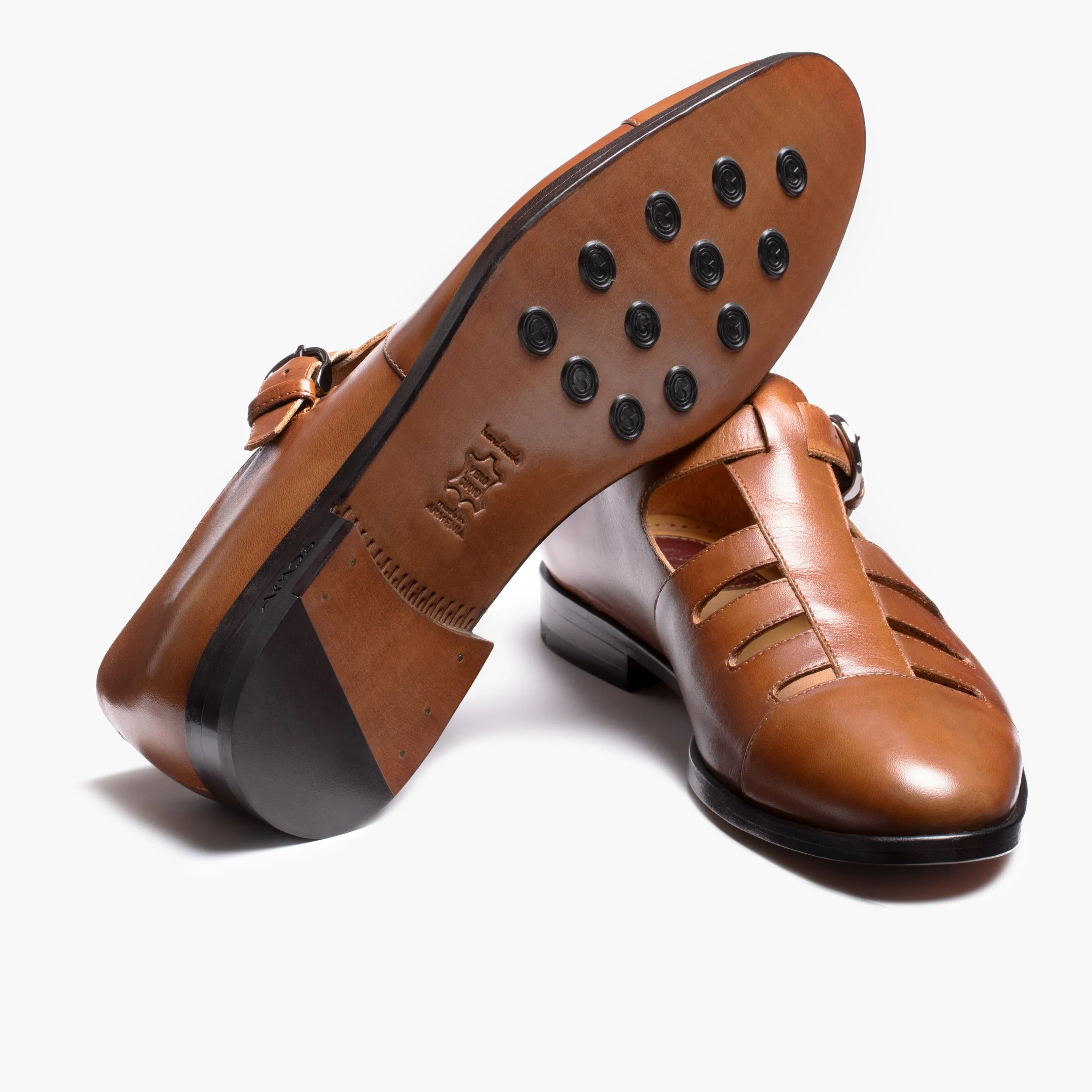 Men's Brown Closed-toe Fisherman Sandal Slip On Sandals