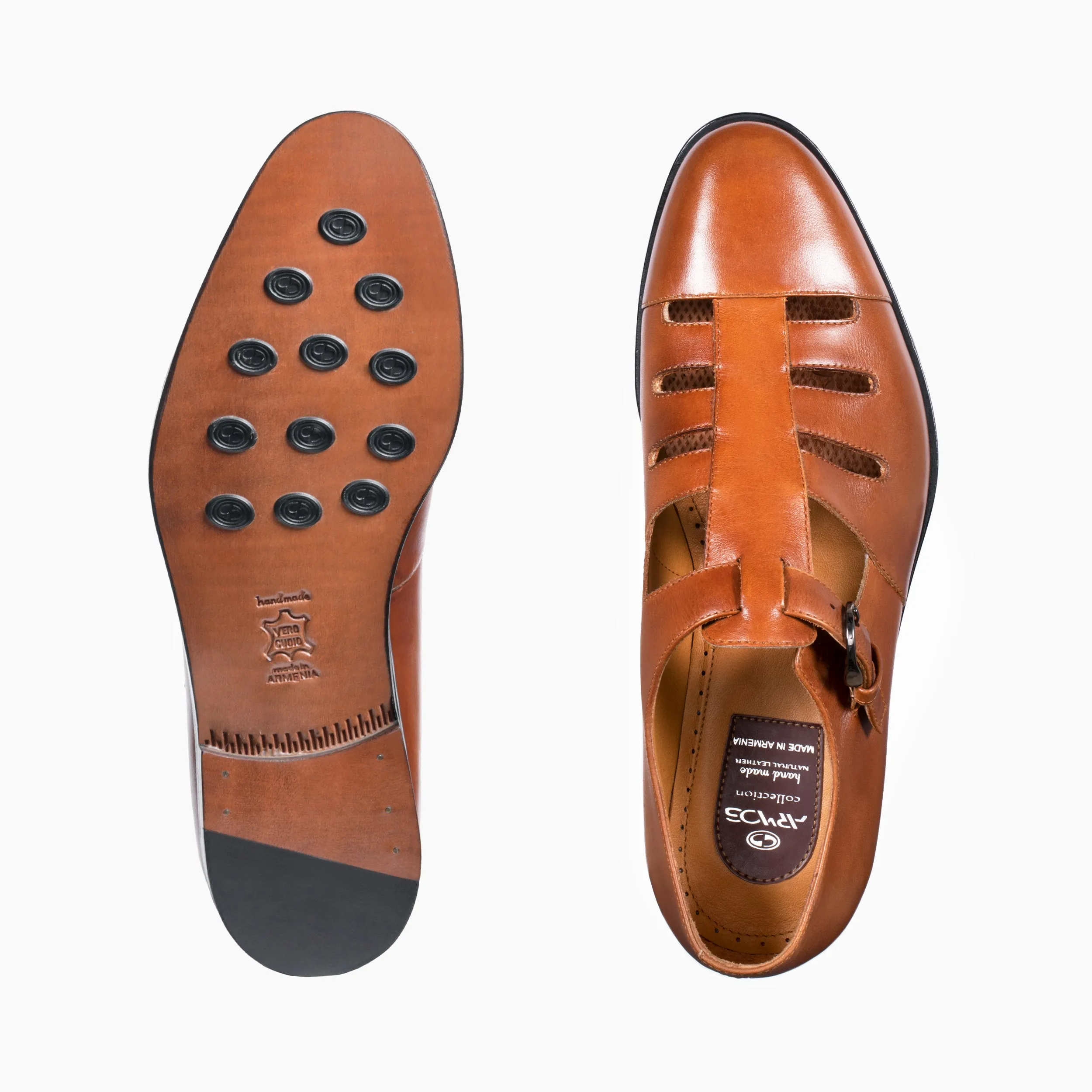 Men's Brown Closed-toe Fisherman Sandal Brown Leather Sandals