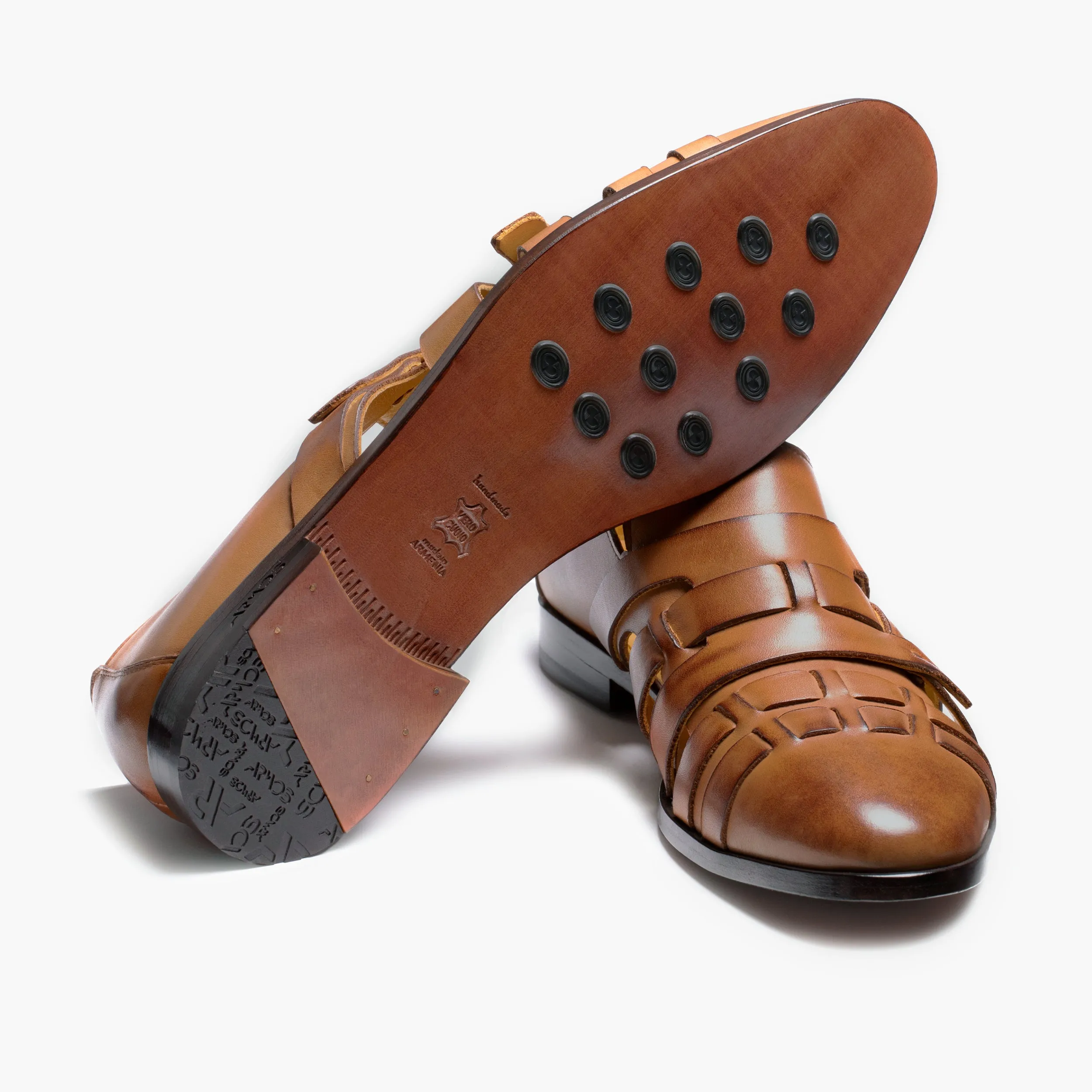 Men's Light Brown Leather Fisherman Sandal Walking Sandals Comfortable