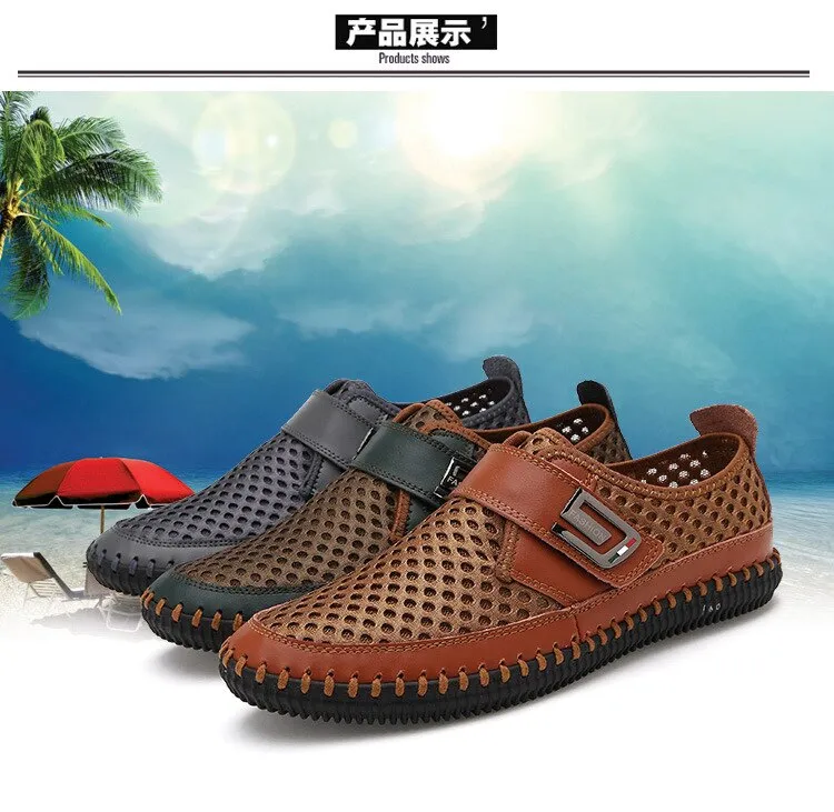Swiftwater Mesh Deck Sandals Mens Sandals PU Leather Slip On Men Shoes Soft Comfortable
