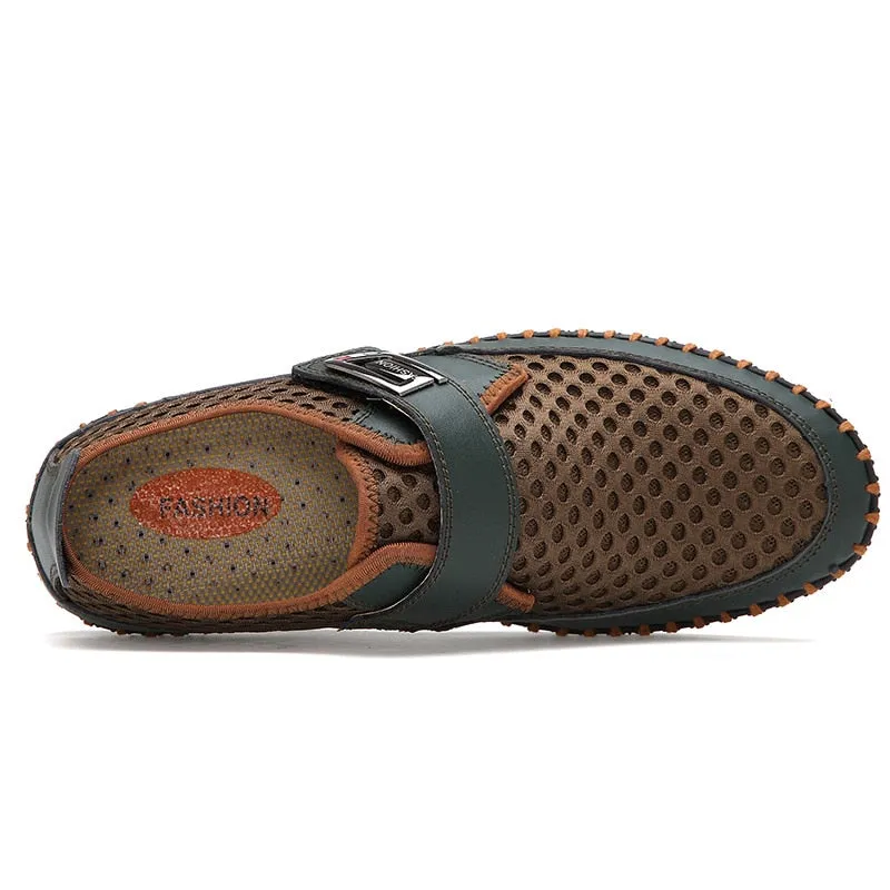 Mens Sandals PU Leather Slip On Men Shoes Soft Comfortable Sandals Slip