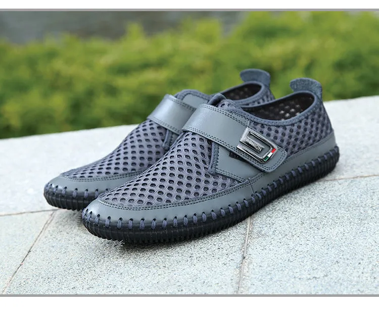 High Heel T Strap Sandals Mens Sandals PU Leather Slip On Men Shoes Soft Comfortable