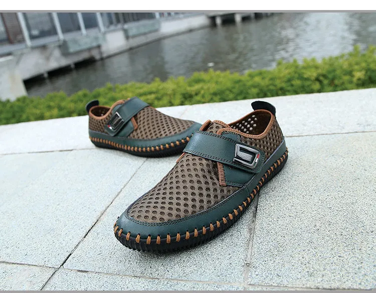 Mens Sandals PU Leather Slip On Men Shoes Soft Comfortable Sandals Royal Jamaica