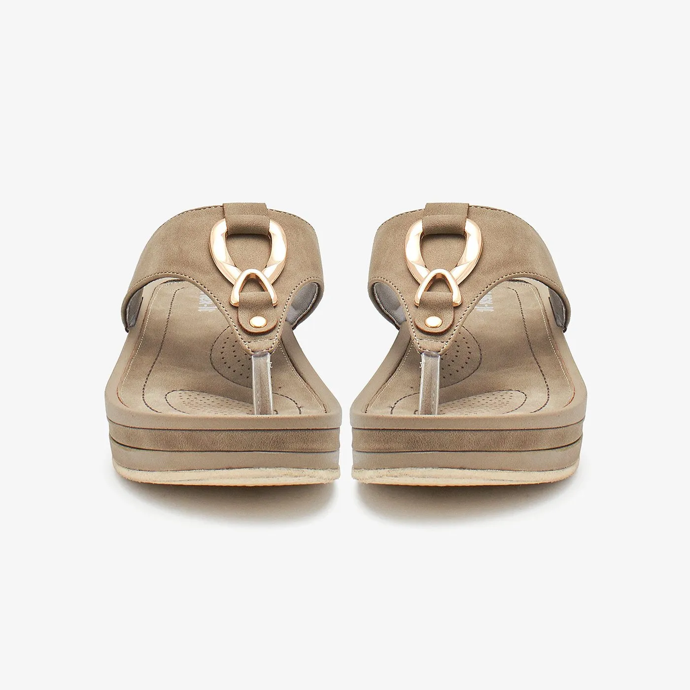 Metallic Buckle Thong Women Chappals Size 11 Flat Shoes