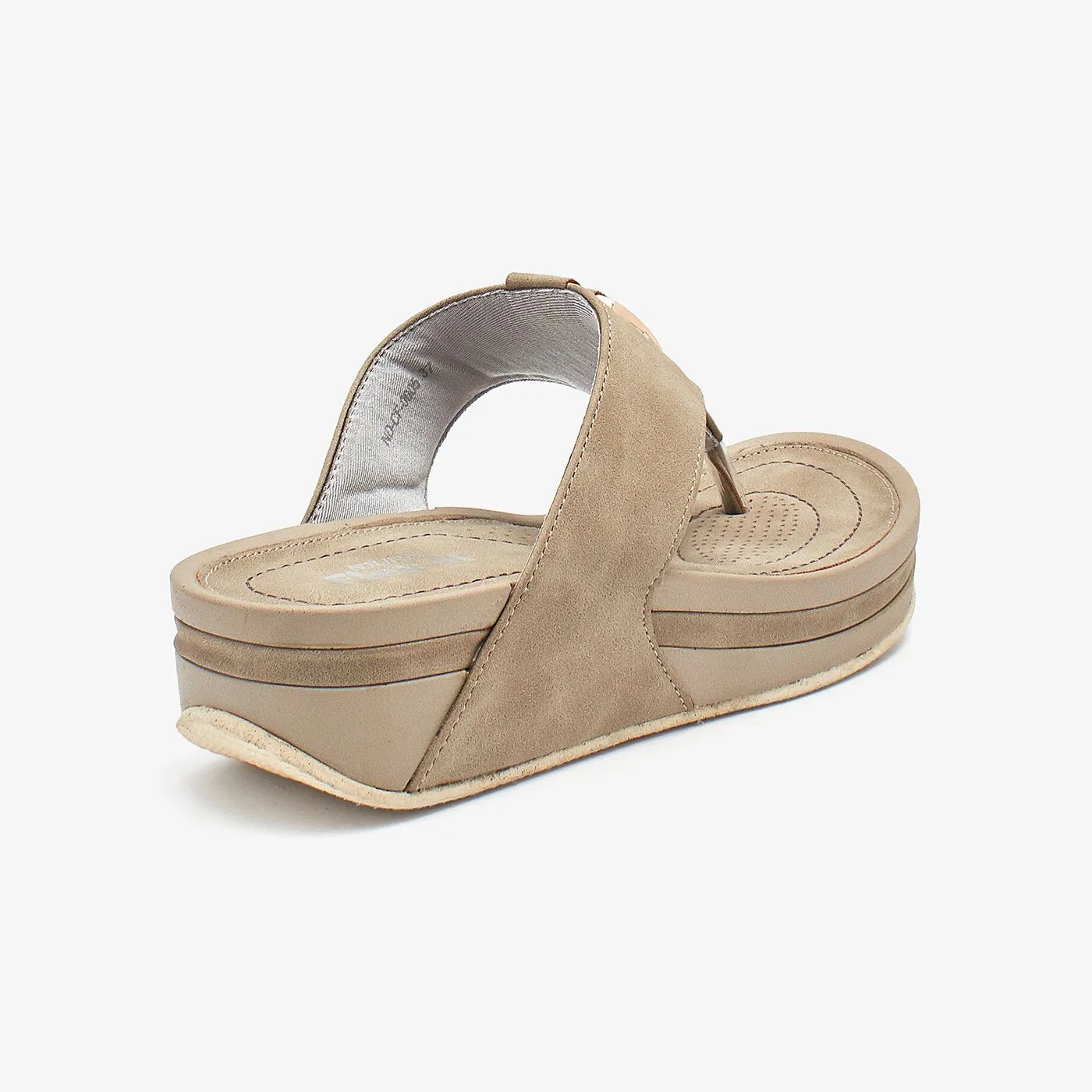 Real Leather Flat Shoes Metallic Buckle Thong Women Chappals