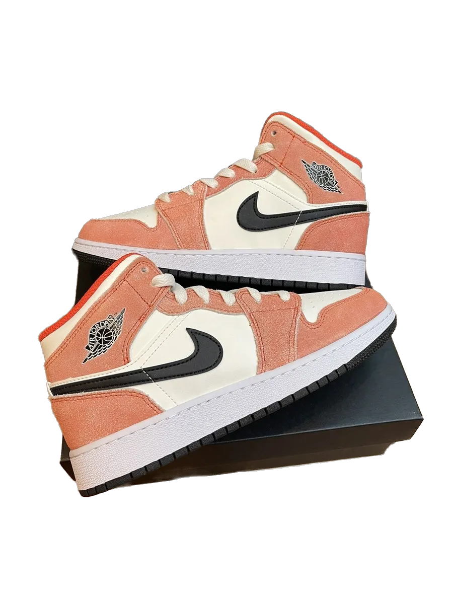 Trail Shoes Nike Nike Kids' Air Jordan 1 Mid Se Shoes - Team Orange / Black / Sail / White / Iron Grey