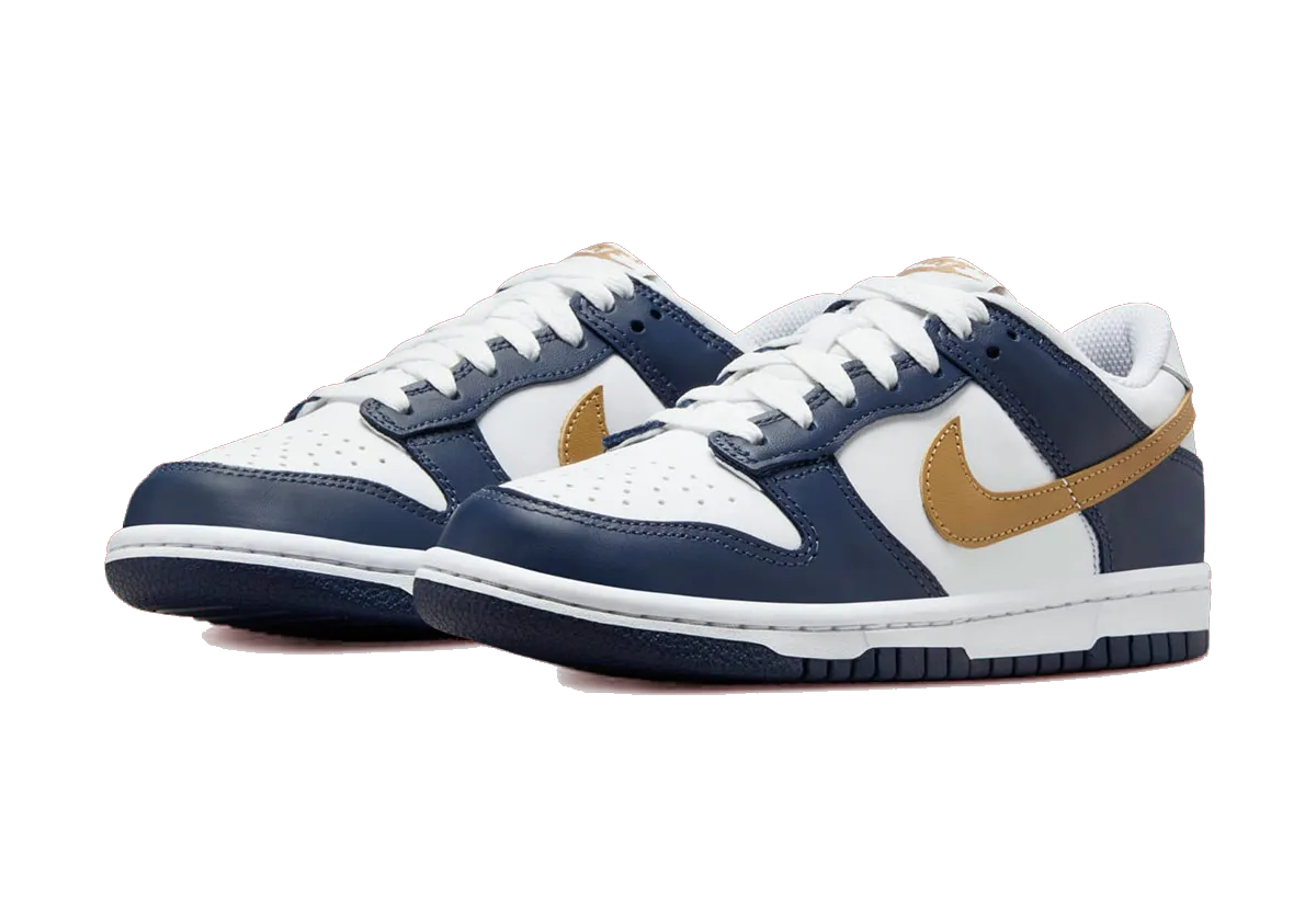 Nike Kids' Dunk Low Shoes - White / Midnight Navy / Wheat Nike Zoom Hyperrev Shoes