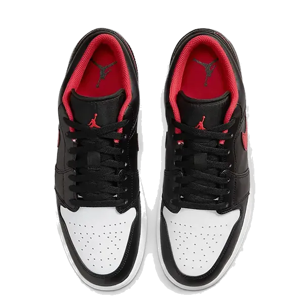 Nike Men's Air Jordan 1 Low Shoes - Black / Fire Red / White Nike Zipper Shoes