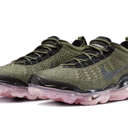 Steve Nash Shoes Nike Nike Men's Air Vapormax 2023 Flyknit Shoes - Medium Olive / Pink Oxford / Black / Black