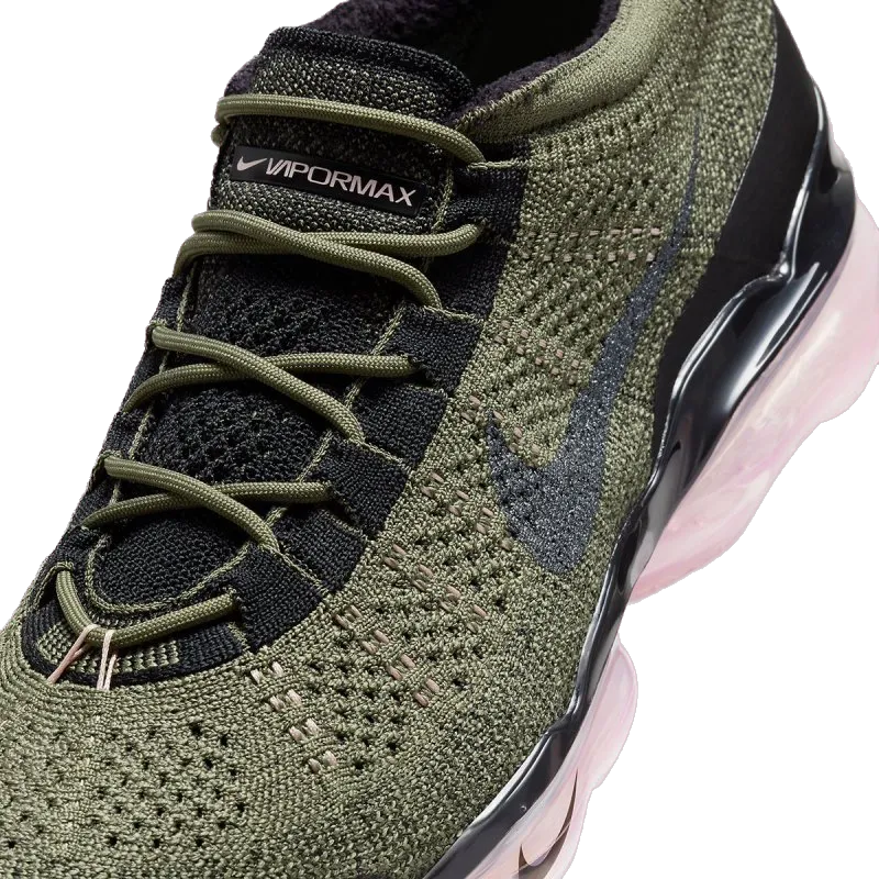 Nike Grey Running Shoes Nike Men's Air Vapormax 2023 Flyknit Shoes - Medium Olive / Pink Oxford / Black / Black