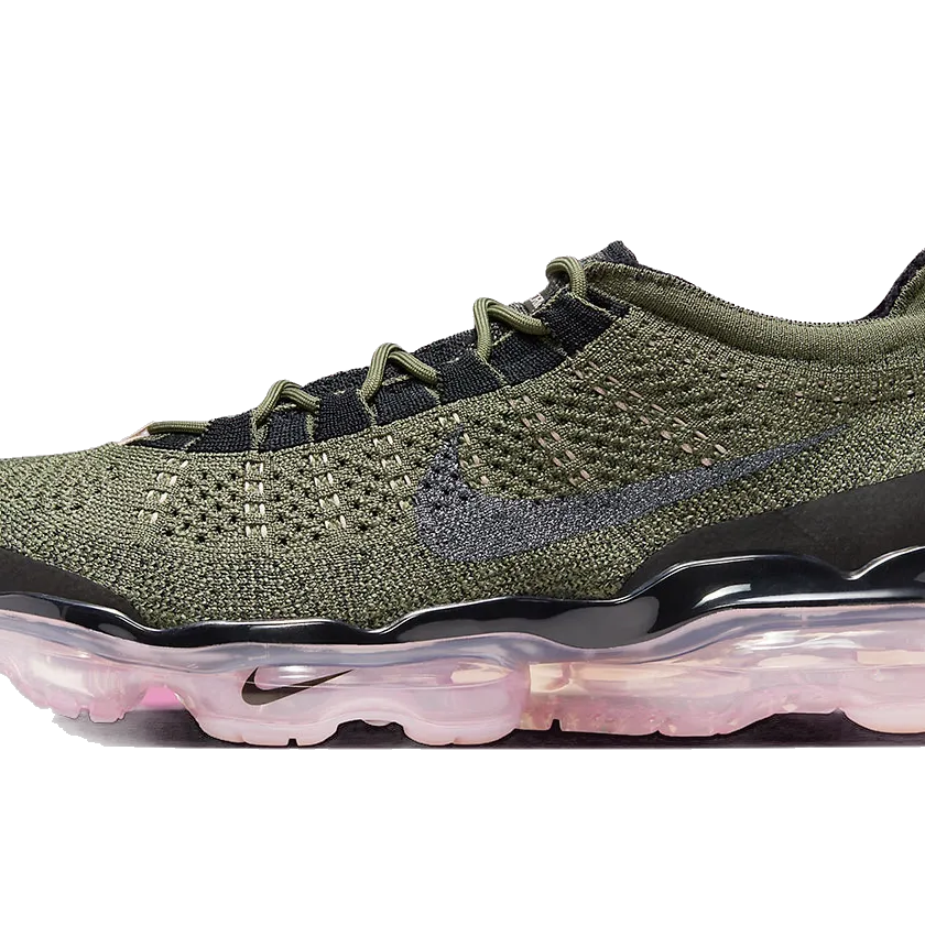 Flyknit Nike Running Shoes Nike Men's Air Vapormax 2023 Flyknit Shoes - Medium Olive / Pink Oxford / Black / Black