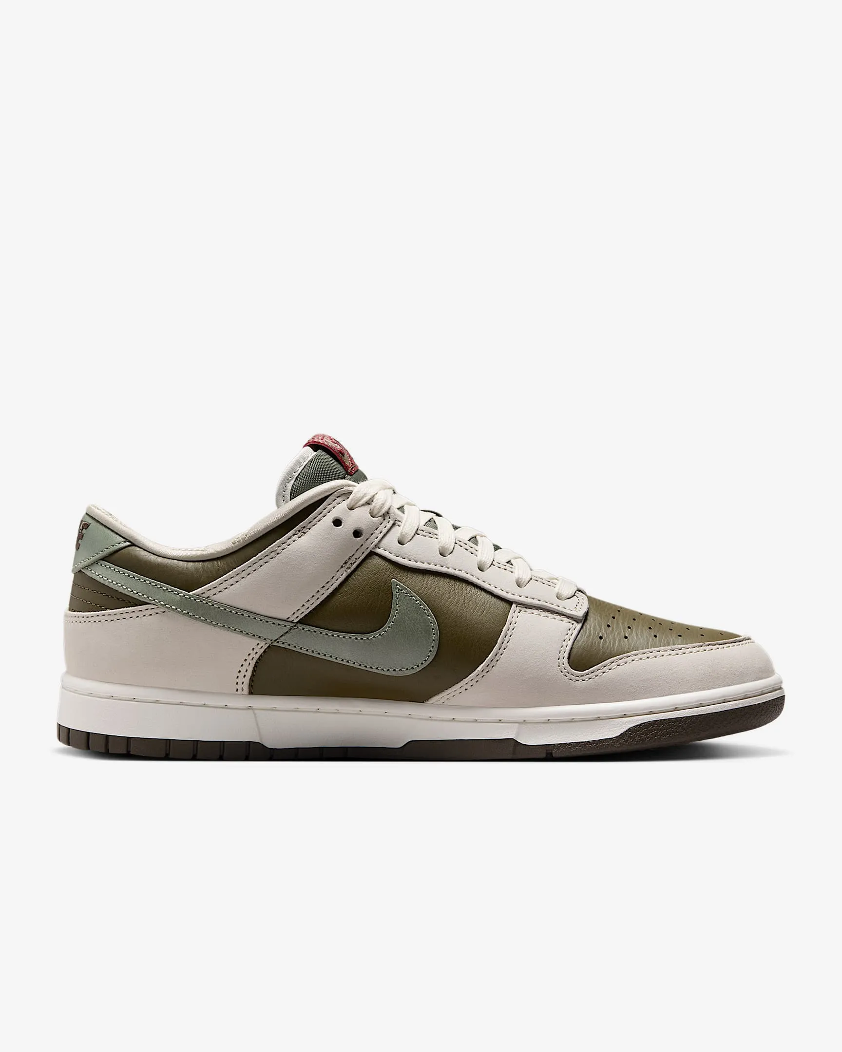 Nike Sb Dunk Low Pro Skate Shoes Nike Men's Dunk Low Retro Year Of The Snake Shoes - Medium Olive / Jade Horizon / Sail / Ironstone / University Red