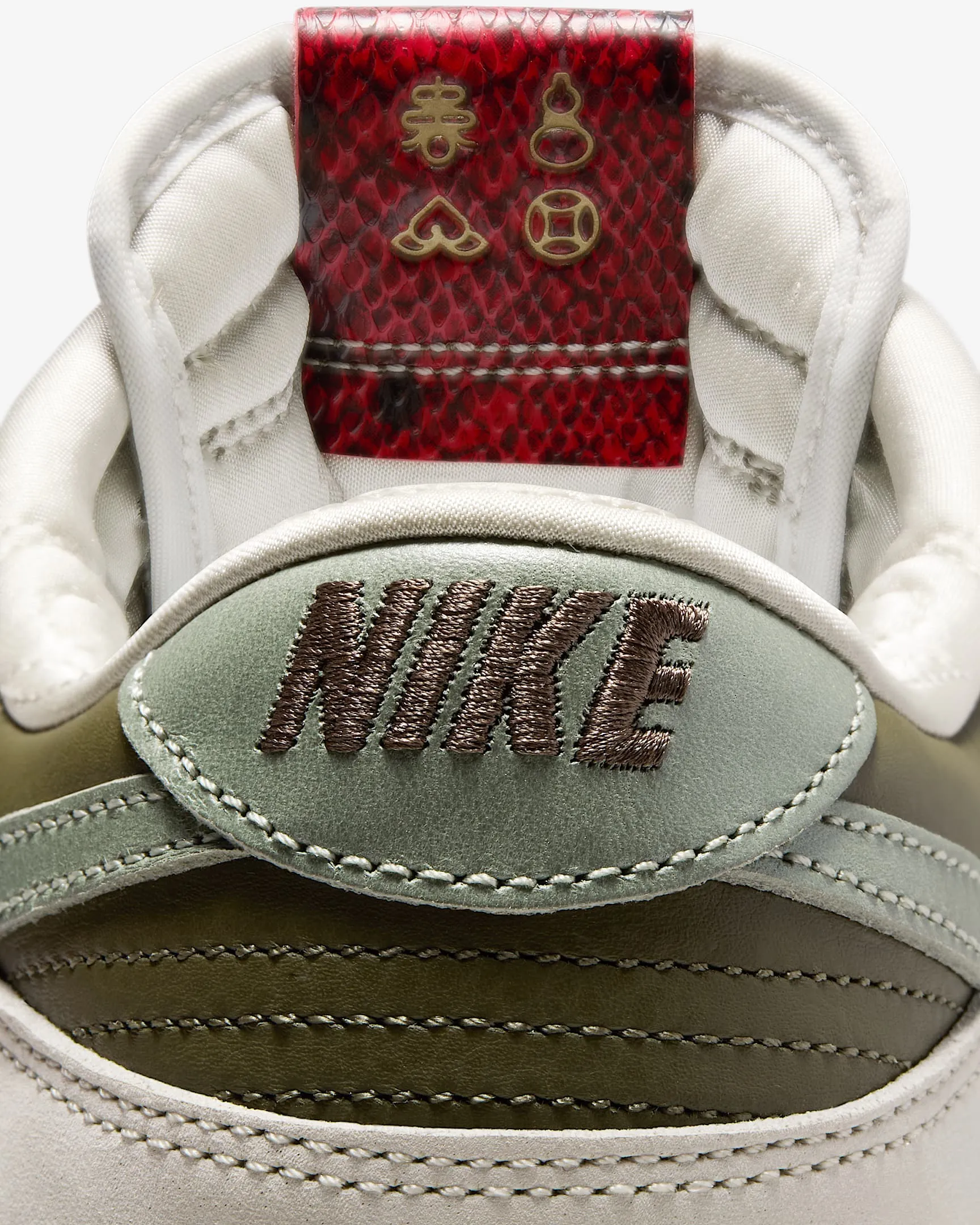 Nike Men's Dunk Low Retro Year Of The Snake Shoes - Medium Olive / Jade Horizon / Sail / Ironstone / University Red Usa Olympic Shoes Nike