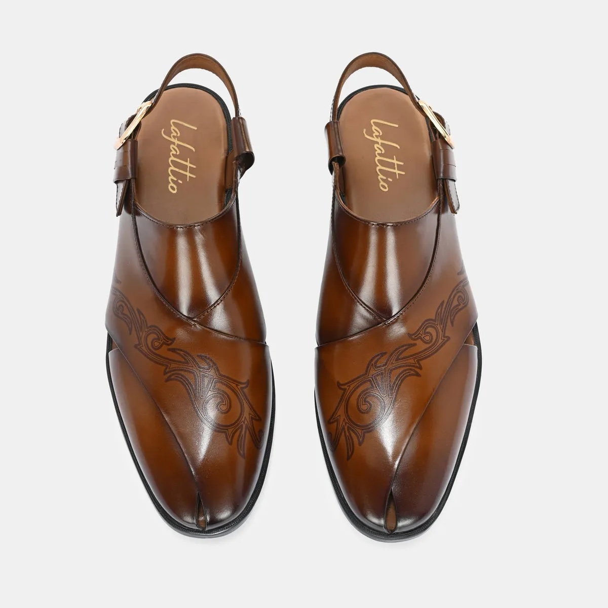 Noble Hand Painted Leather Peshawari Sandals Knot Sandals