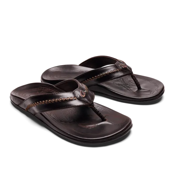 Olukai Men's Mea Ola Dark Java Jelly Slide Sandals