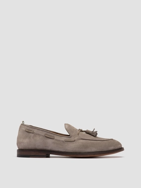OPERA 002 - Grey Suede Tassel Loafers Triangle-patch Leather Loafers
