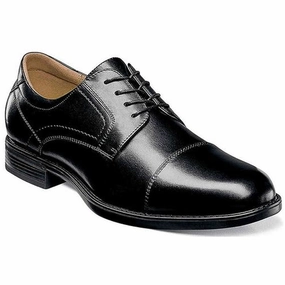 Florsheim Midtown Cap Toe Oxford Black Smooth Leather (Men's) Suede Oxfords With Jeans