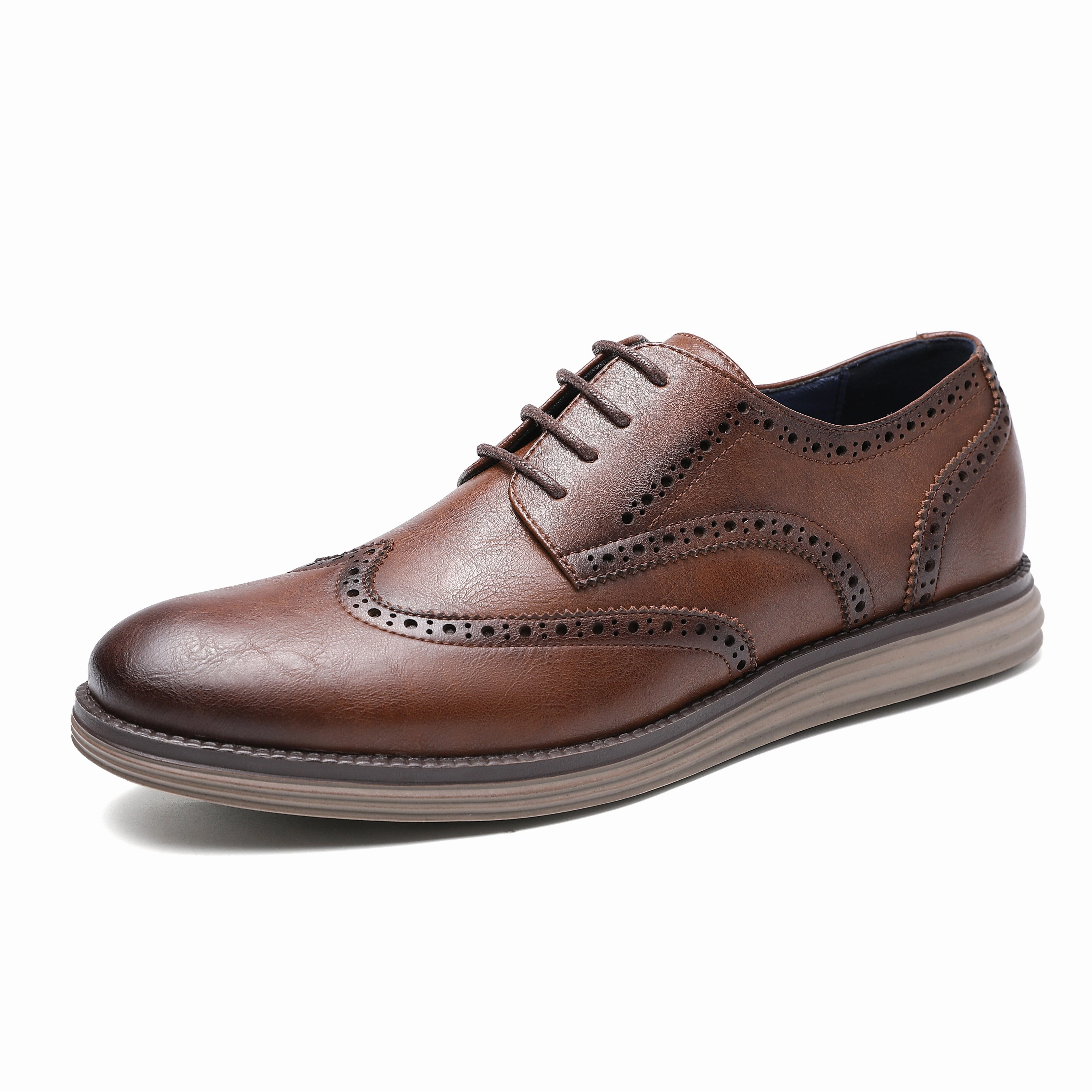 Lace Up Oxford Heels West Louis Genuine Leather Smart Business Brogue Dress Shoes
